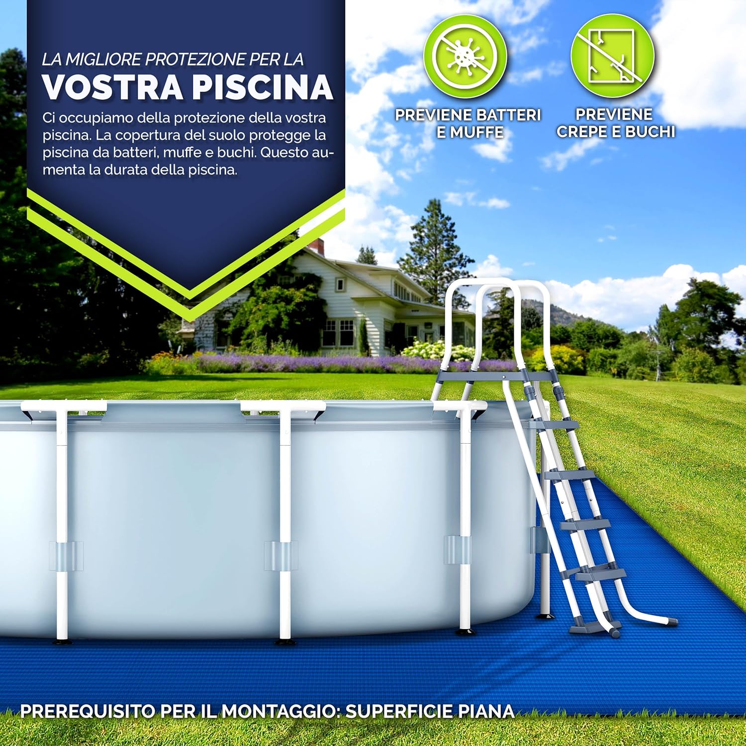 Thumbnail 5 de tillvex Premium Pool Bodenplane 274 x 274 cm – Protezione affidabile del fondo piscina