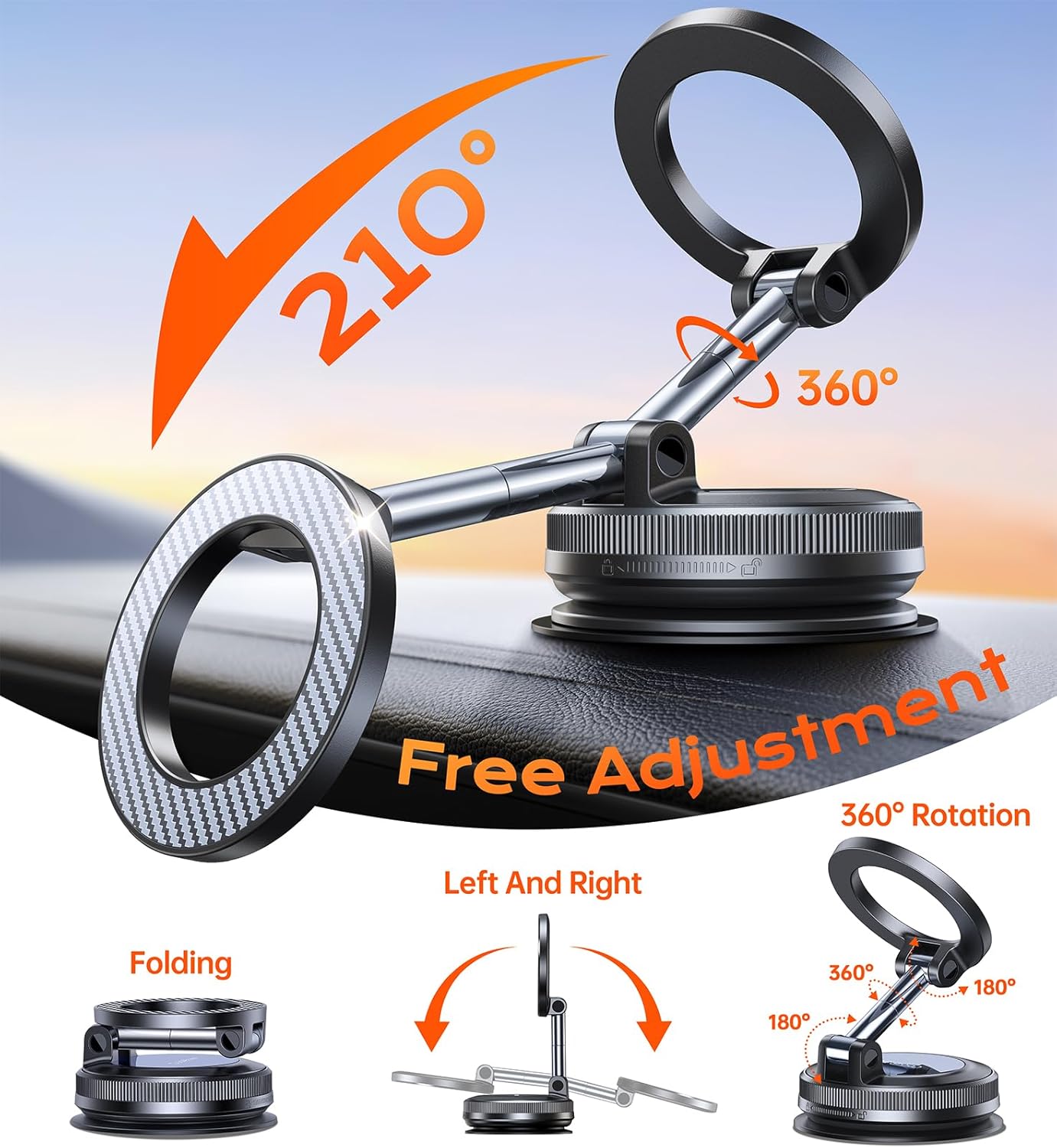 Thumbnail 3 de Coolpow MagSafe Car Mount with 4-Layer Nano-Gel Vacuum Grip