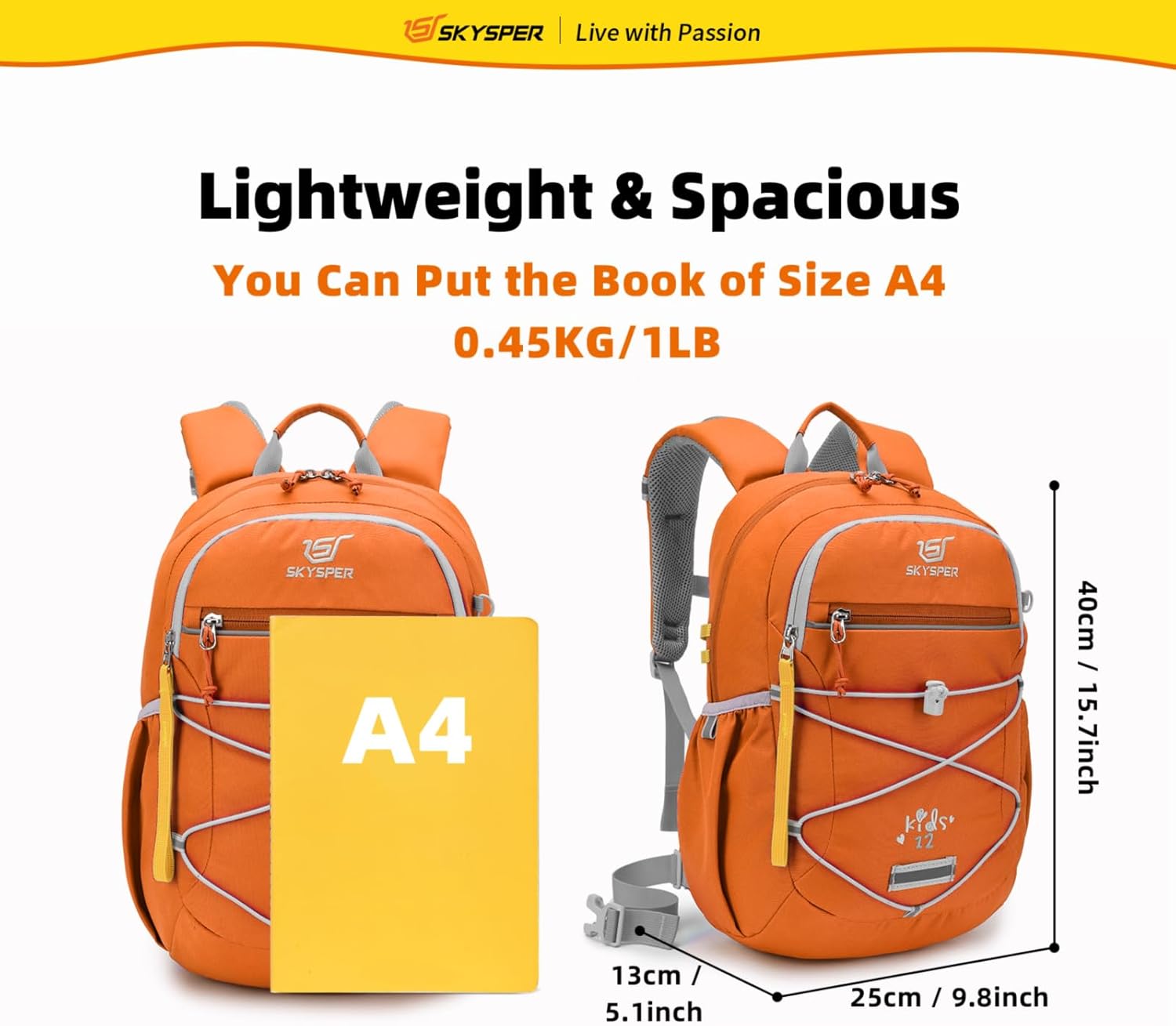 Detalle de SKYSPER Kinderrucksack fürs Wandern (3–8 Jahre) – komfortabler Rucksack mit Brustgurt und verstellbarer Größe
