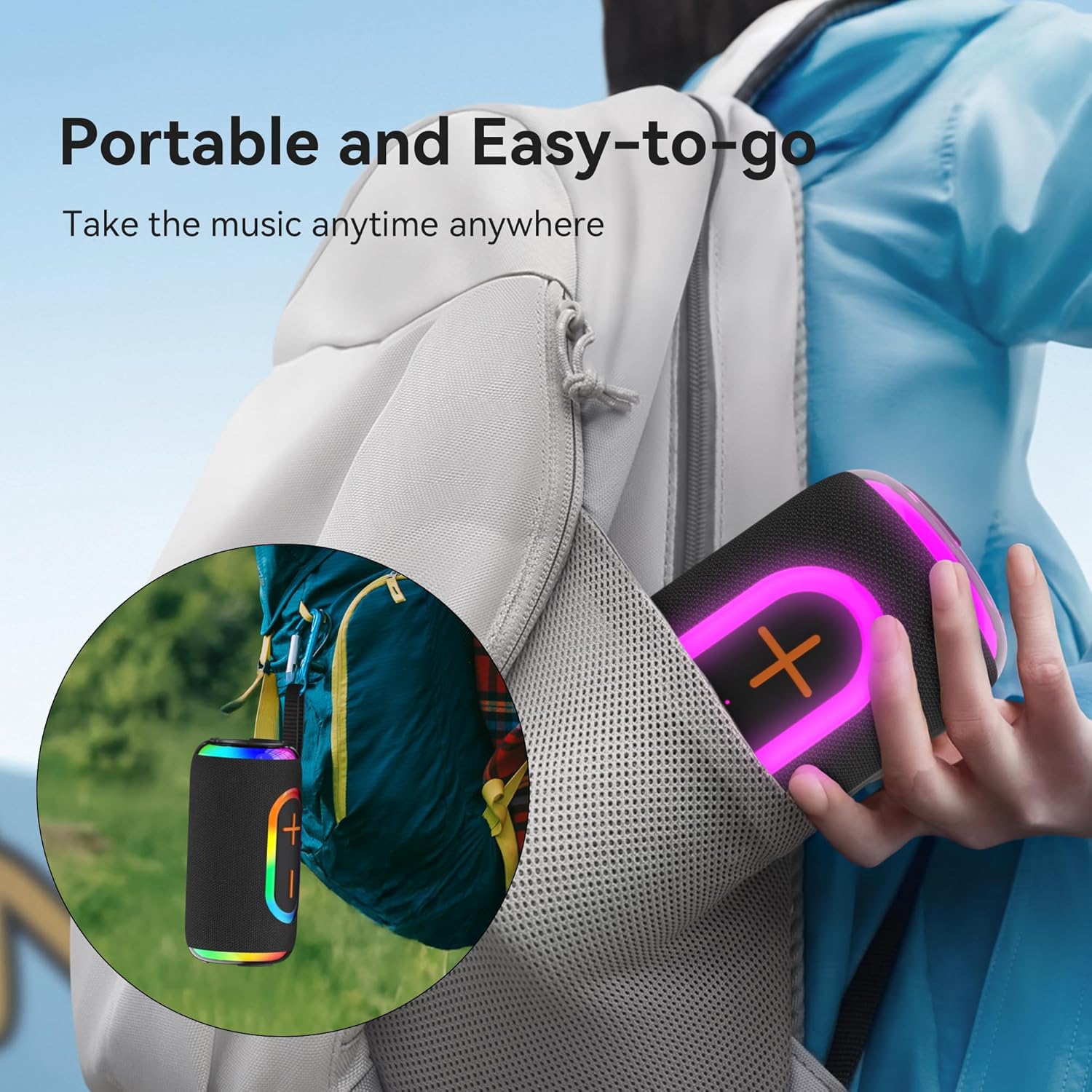 Thumbnail 6 de Oraolo 24W Bluetooth Speaker Portable with RGB Lights and TWS Pairing (Black)