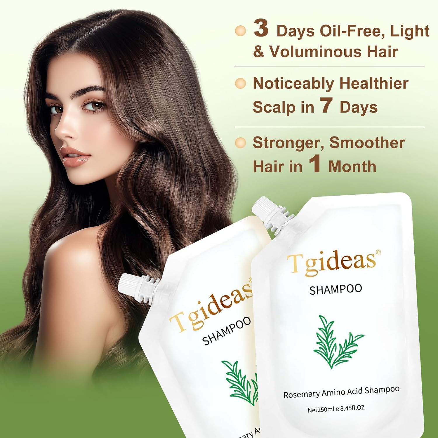 Detalle de Tgideas Rosemary Biotin Amino Acid Shampoo for Thinning Hair (Women & Men), 8.45 fl oz