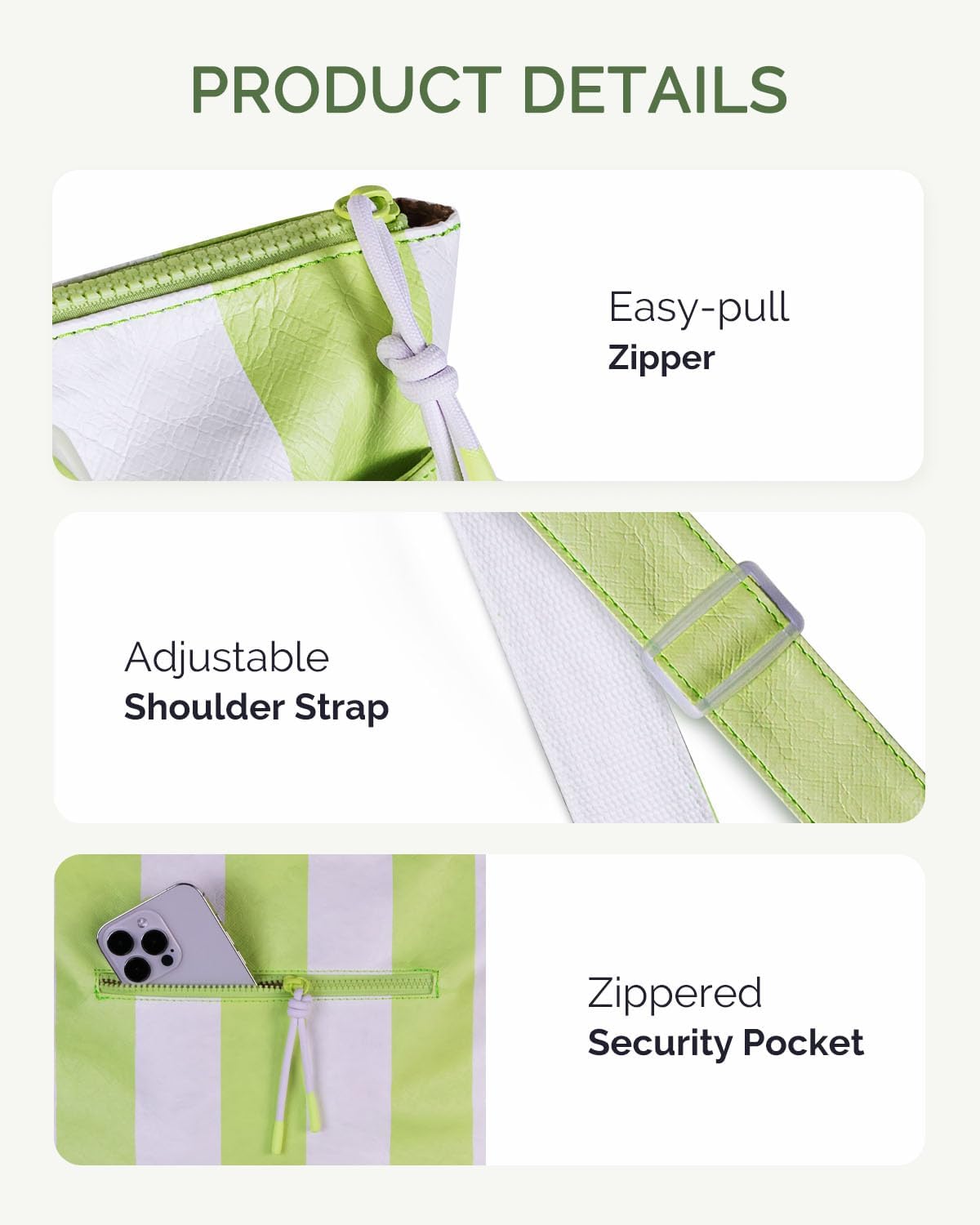 Thumbnail 6 de HOMESPON Sac de Plage Grande Imperméable avec Fermeture Éclair et Poche Humide – Léger et Polyvalent