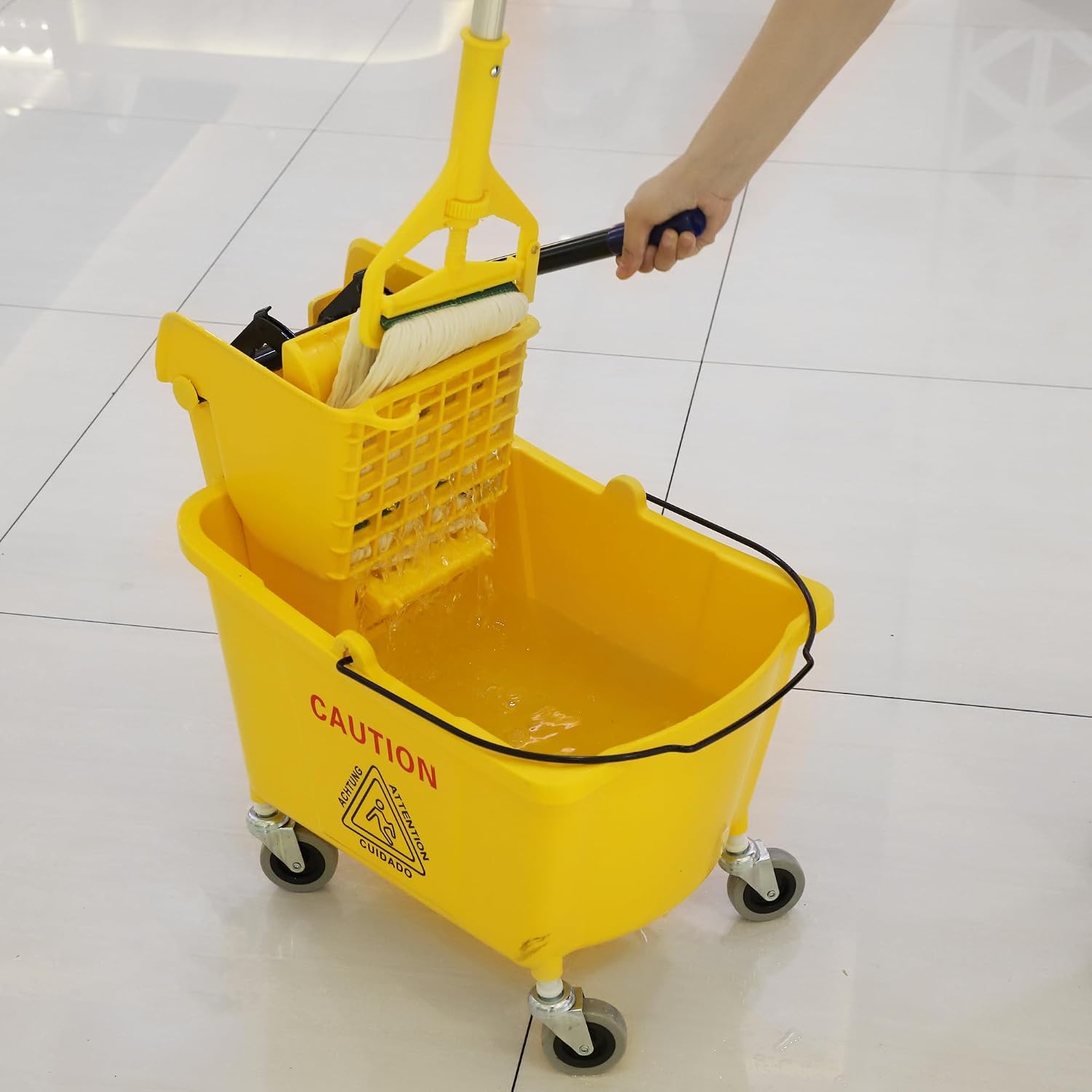 Detalle de Midoneat 35-Quart Commercial Mop Bucket with Side Press Wringer on Wheels