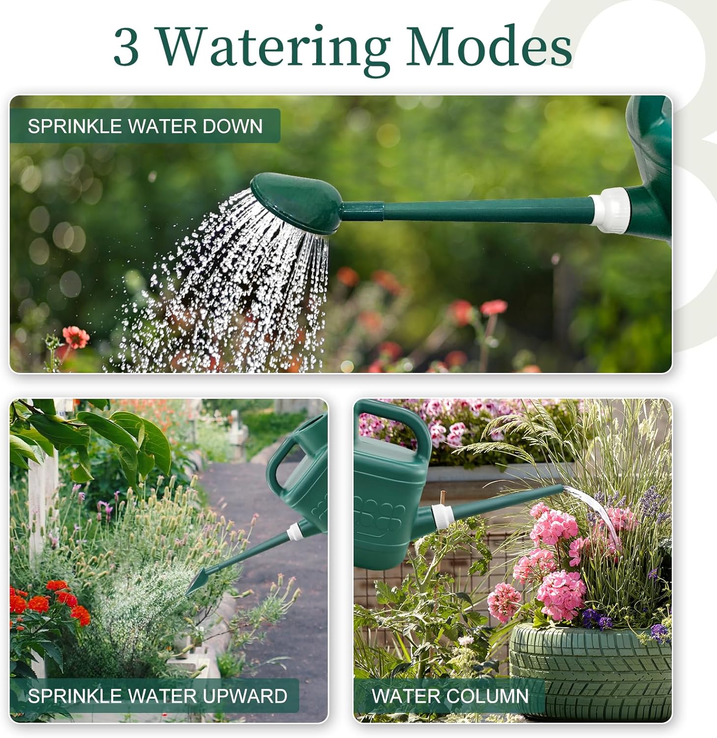 Detalle 2 de 2 Gallon Plastic Watering Can with Removable Long Spout & Stainless Steel Shower Head