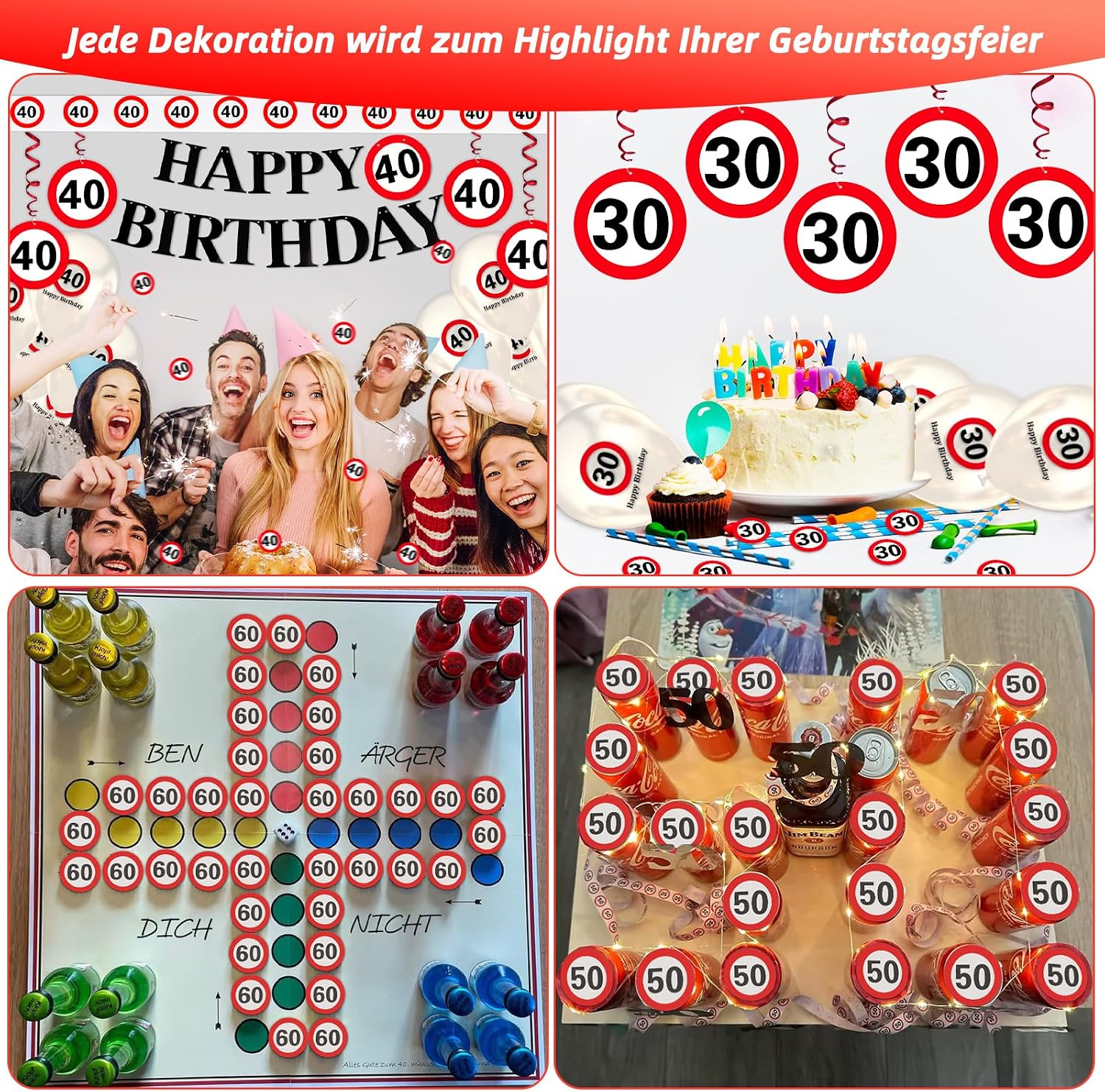 Thumbnail 3 de WenmthG 18. Geburtstag Deko-Set mit Verkehrszeichen (Banner, Girlande, Ballons, Konfetti & mehr)