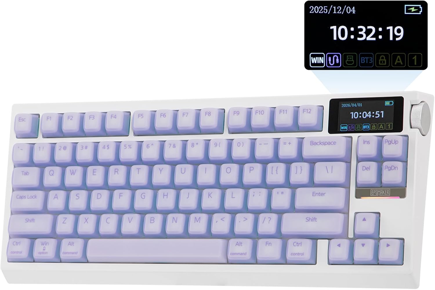 EPOMAKER G84 Pro Wireless Gaming Keyboard with Screen & Knob (75% Hot Swappable, 8000mAh, BT 5.0/2.4G/USB-C)