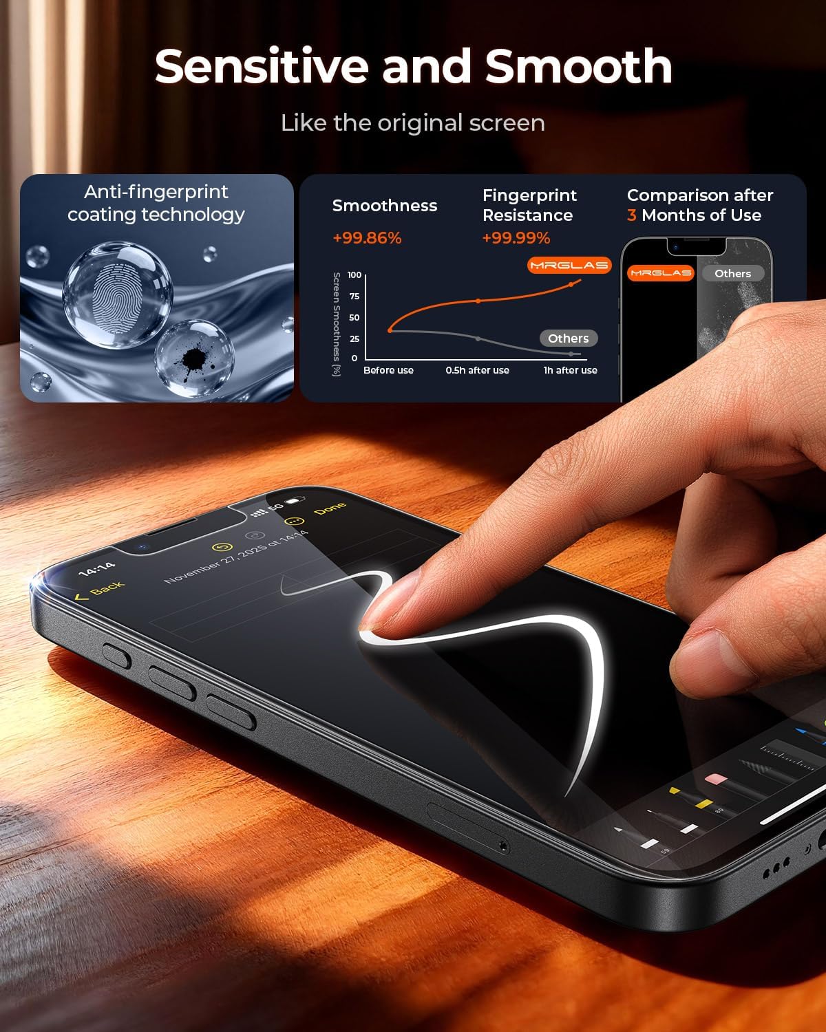 Detalle 2 de MRGLAS Tempered Glass Screen Protector 2-Pack