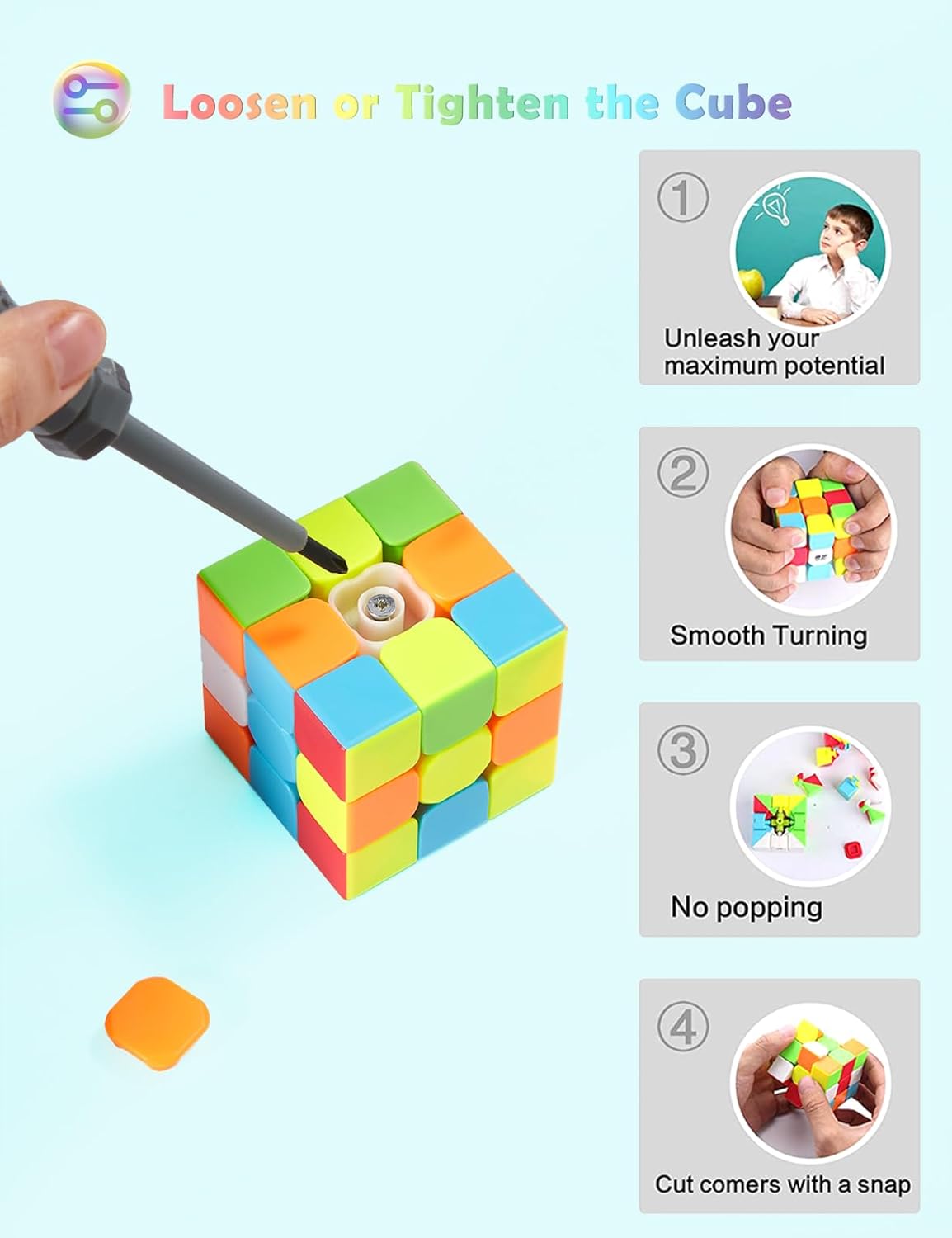 Thumbnail 5 de ROXENDA Speed Cube Set (2x2 & 3x3) stickerless fast cubes with English instructions