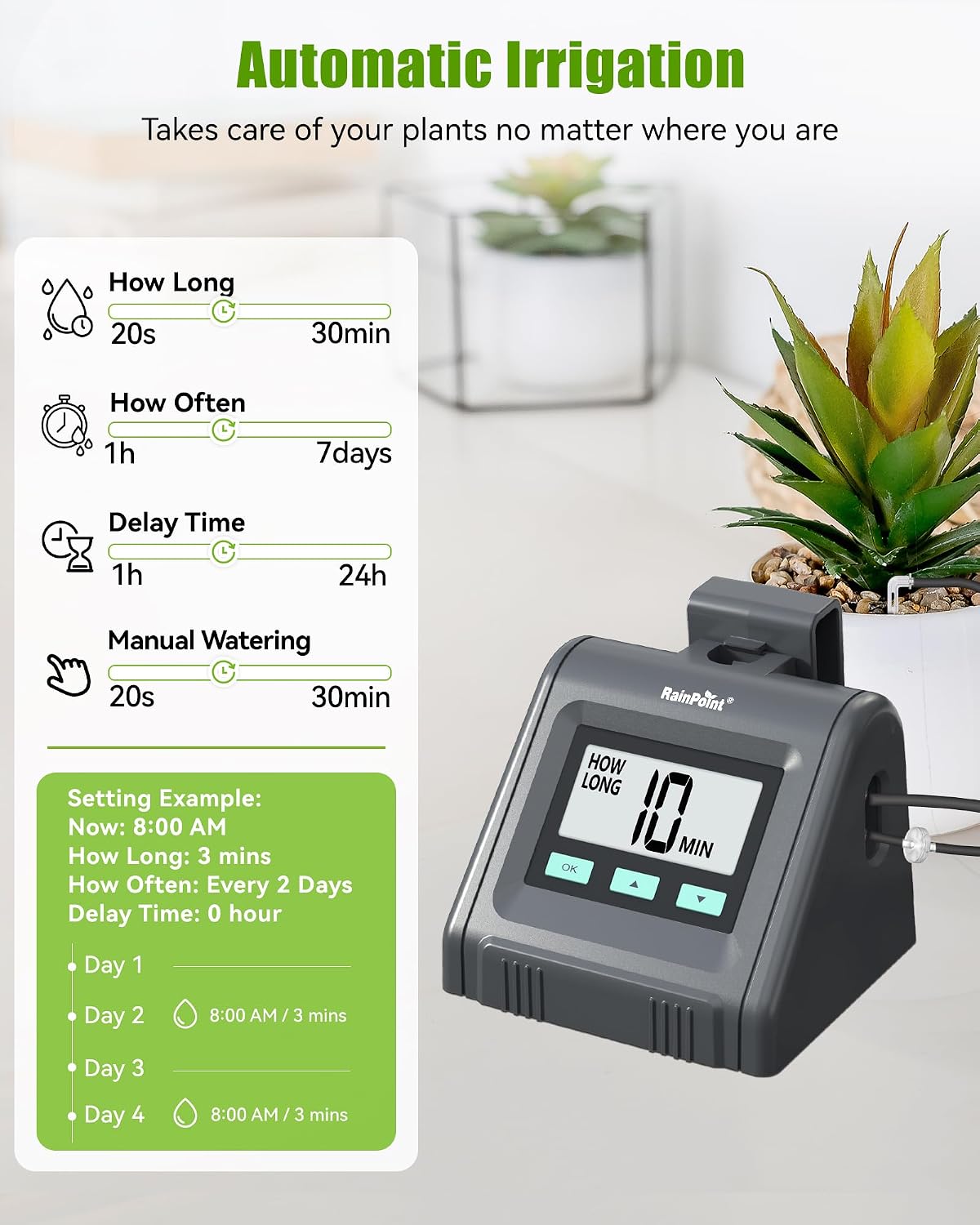 Detalle 2 de RAINPOINT Automatic Watering System DIY Drip Irrigation Kit for Potted Plants