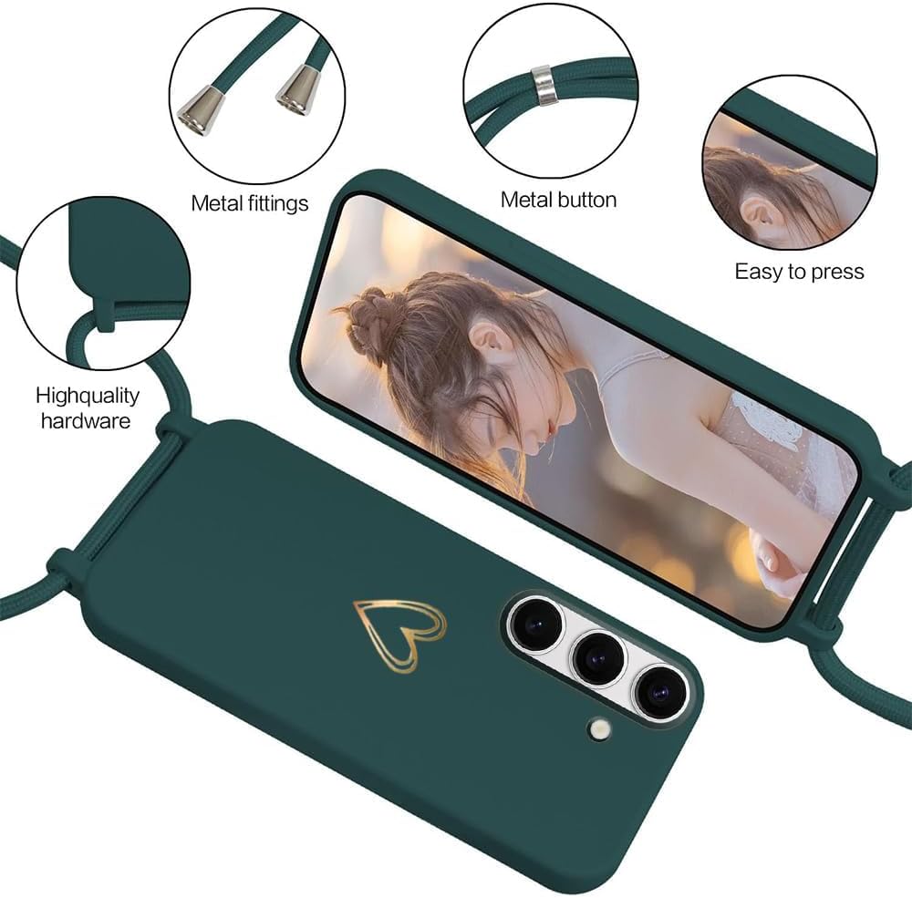 Thumbnail 4 de Handyband für Samsung Galaxy A16 5G Hülle mit abnehmbarer Kordel – MoEvn Herz Love Design (Silikon), grün