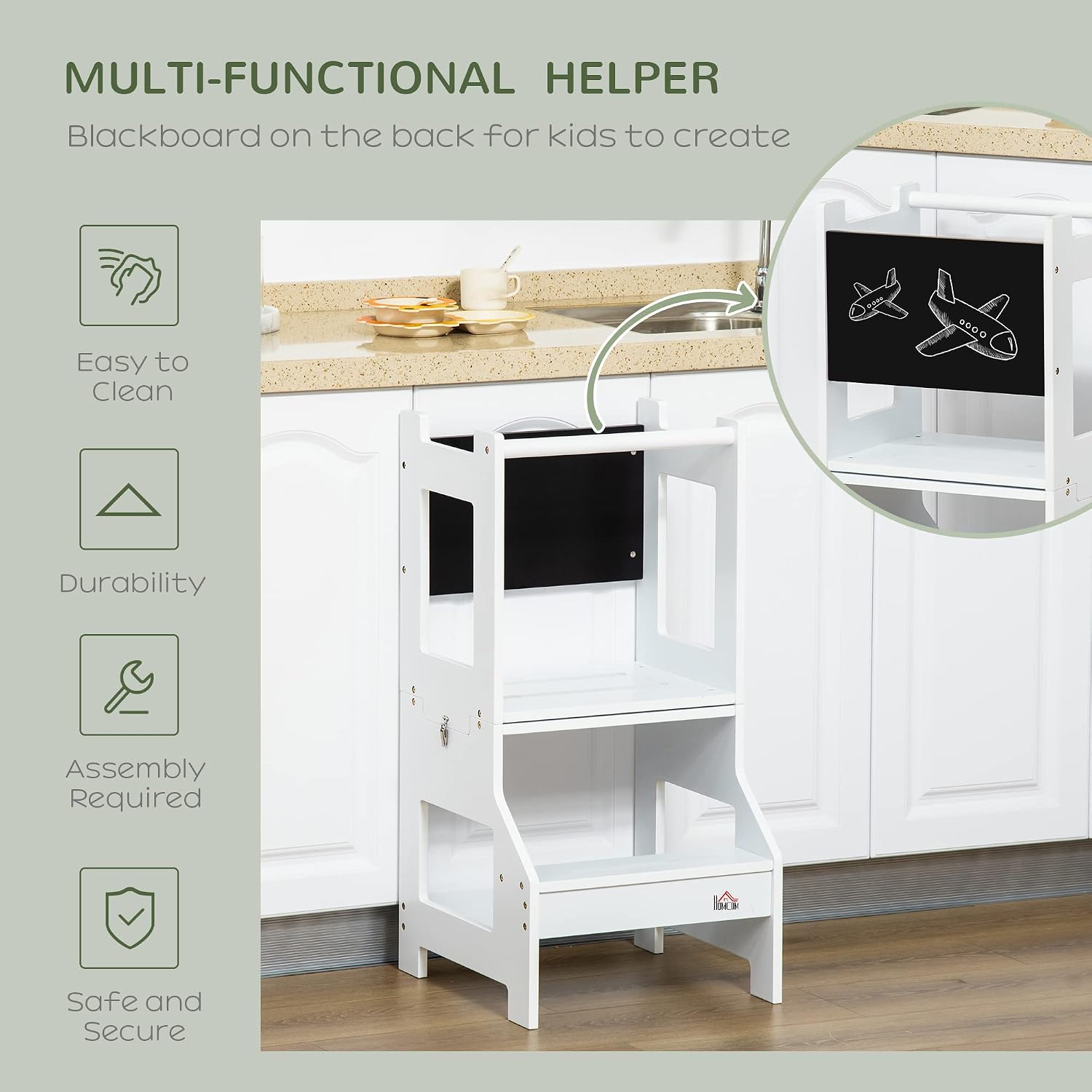 Detalle 1 de HOMCOM 2 in 1 Kids Kitchen Step Stool