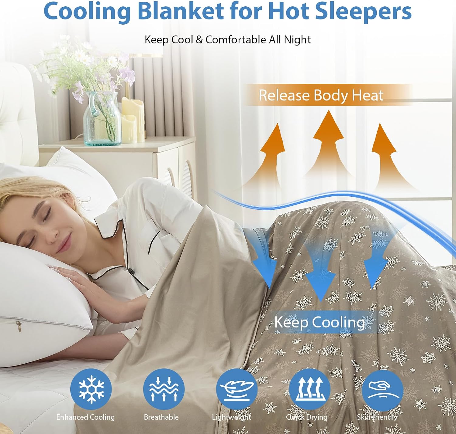 Thumbnail 1 de Cooling Blanket for Hot Sleepers – RUMBALUXY Snowflake Snowflake Cool Blanket, 130 x 180 cm