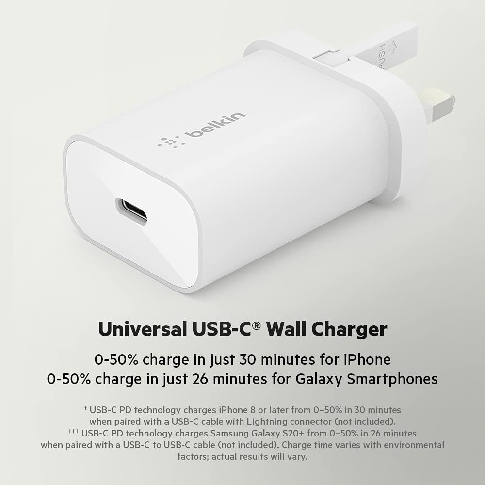 Detalle 2 de Belkin BoostCharge 25W Wall Charger with PPS (USB-C Power Delivery) – White