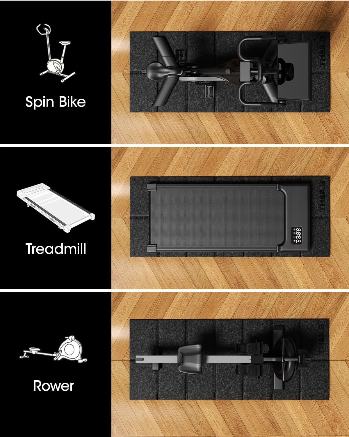Detalle 1 de THAILE MAT-80-1 Treadmill Mat, Waterproof PVC, Double-Sided Non-Slip