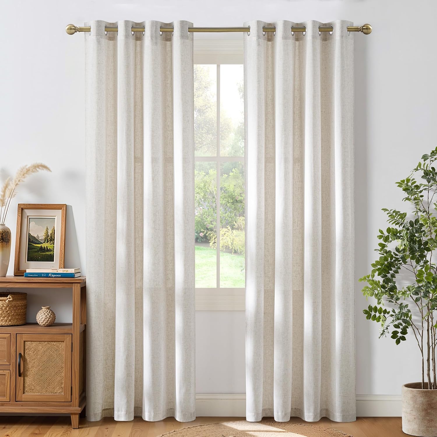 Detalle de NICETOWN Linen Blend Curtains, 84 Inches