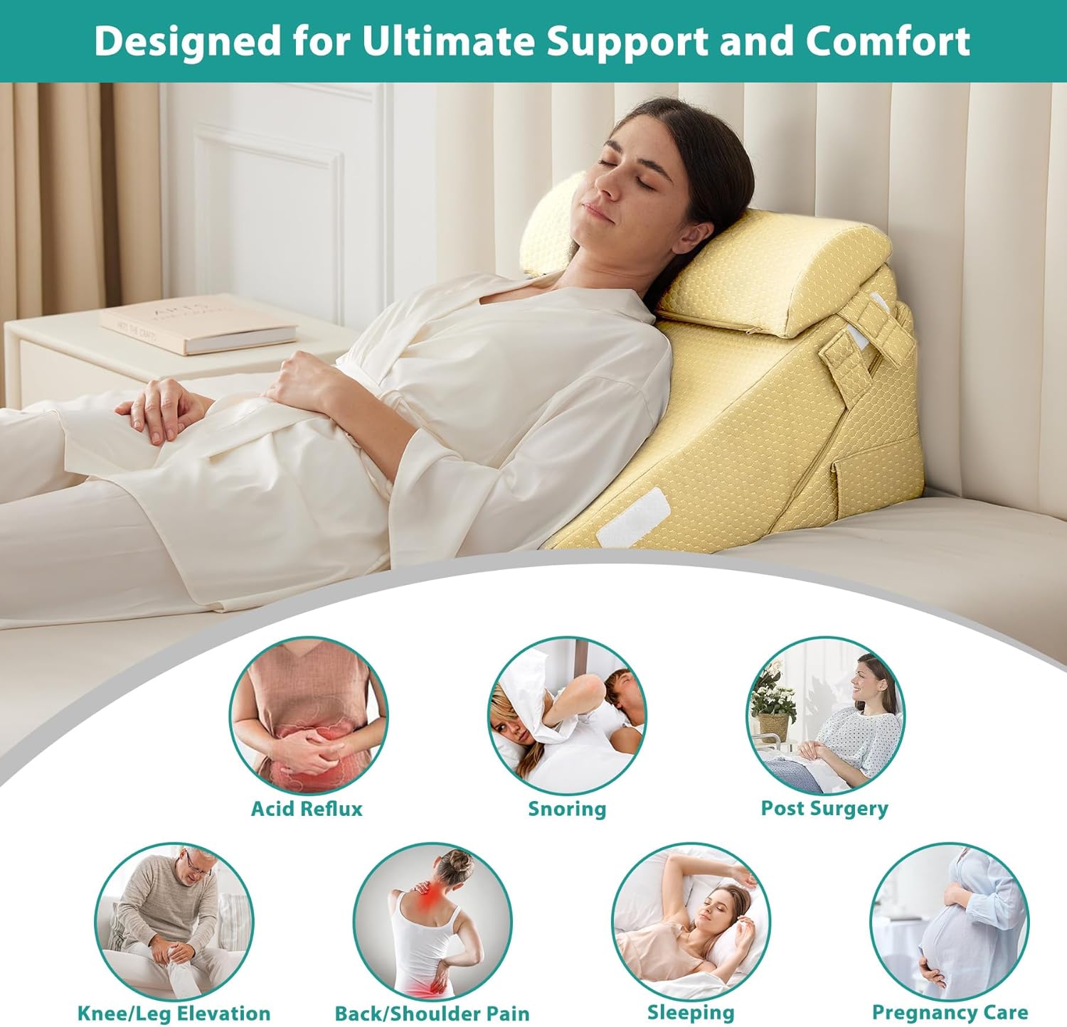 Detalle 2 de Bedluxe Wedge Pillow Set, 9- and 12-Inch