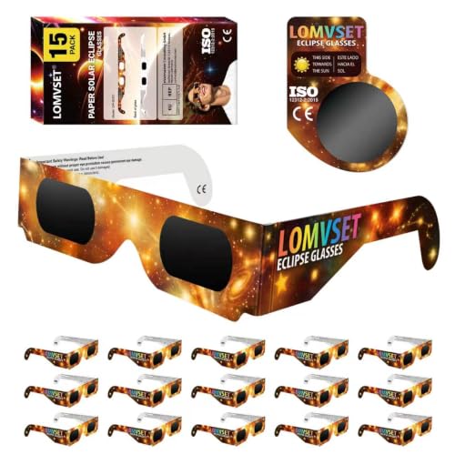 Detalle de Lomvset Pack de 15/30 Gafas Eclipse Solar Homologadas ISO 12312-2 CE