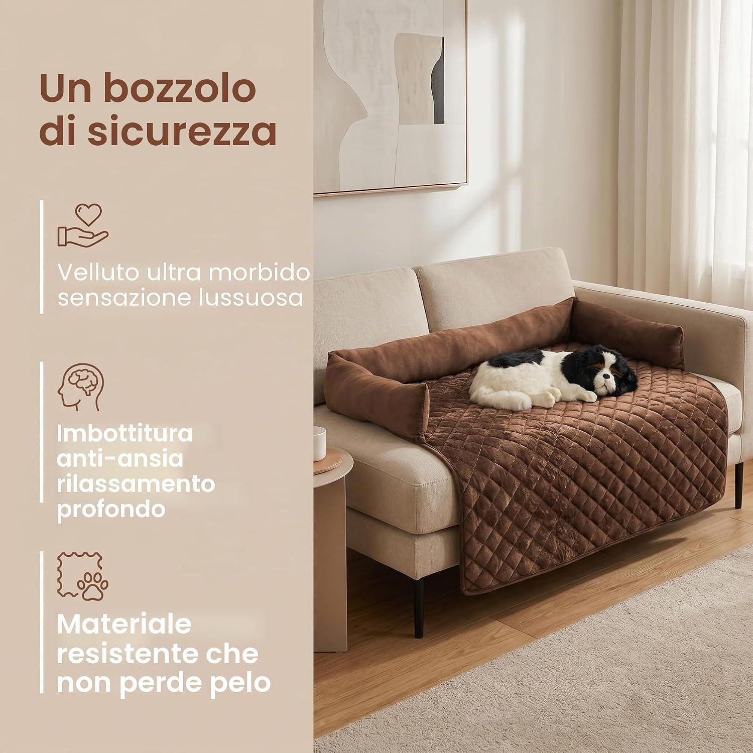 Detalle 2 de OKYUK Letto per cani di taglia grande 75x75 cm: morbido, antiscivolo e lavabile