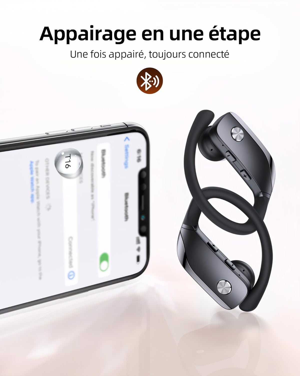 Detalle 2 de ECLVOX Écouteurs Bluetooth sans Fil Sport – 80H d’autonomie, Crochets d’Oreille et Affichage LED