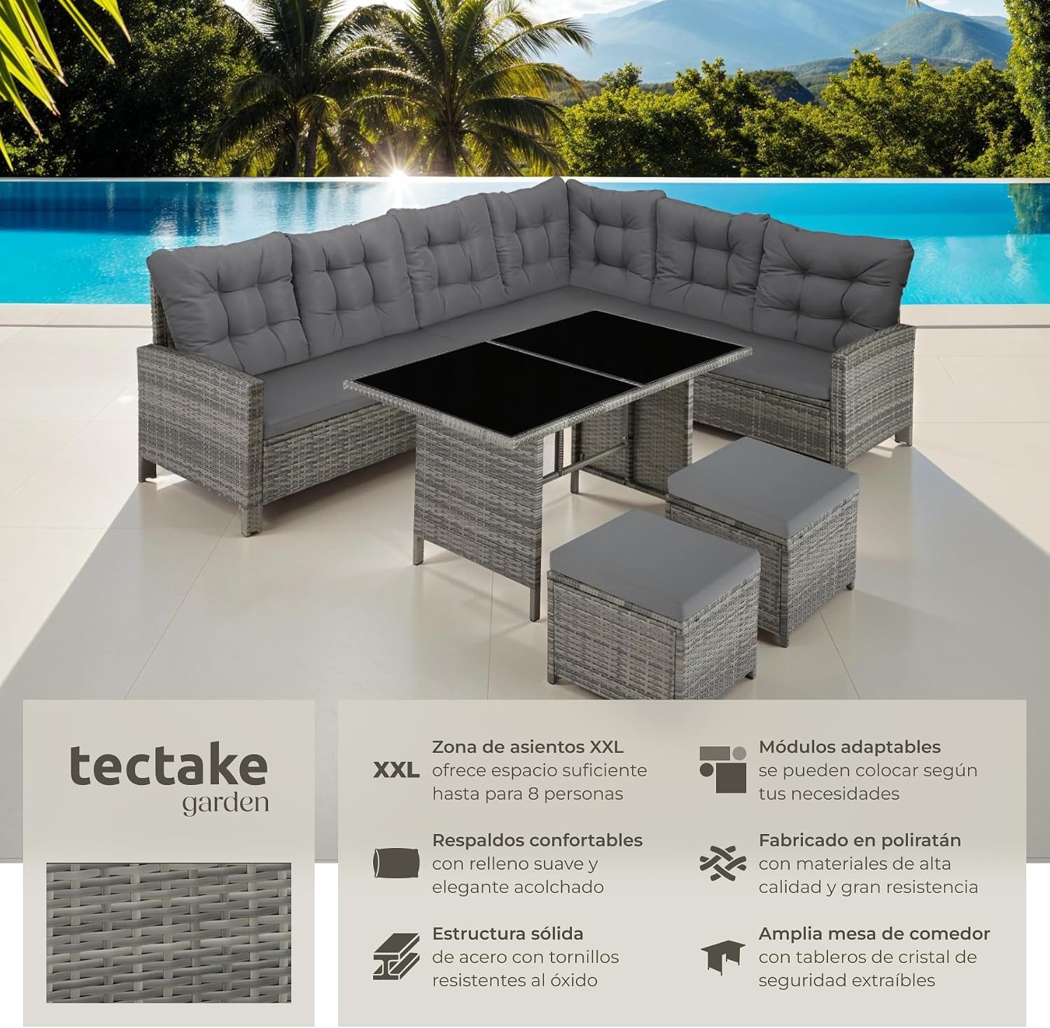 Detalle 2 de tectake Conjunto jardín 5 piezas resistente a la intemperie