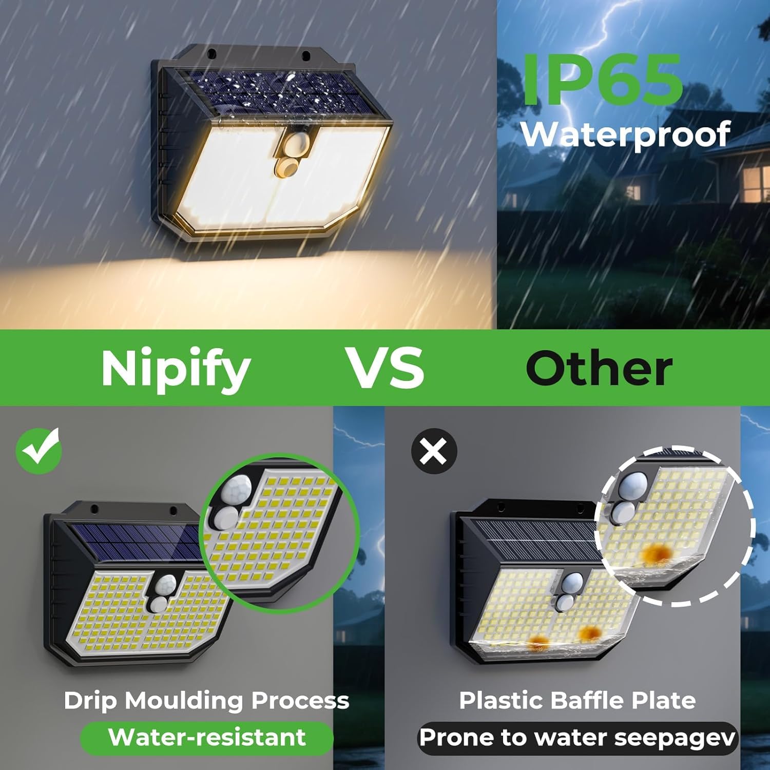Thumbnail 5 de nipify 8 Pack Solar Security Lights: Upgraded 3000K Warm Outdoor LEDs with 3 Modes and 120° PIR Motion Sensor