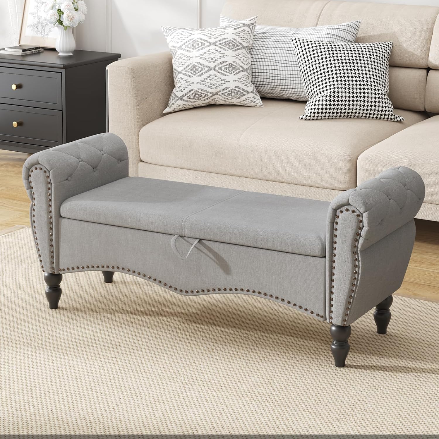 Thumbnail 2 de Ckaff Panca Fondo Letto 130 cm: cassapanca contenitore con pouf e poggiapiedi in stile moderno