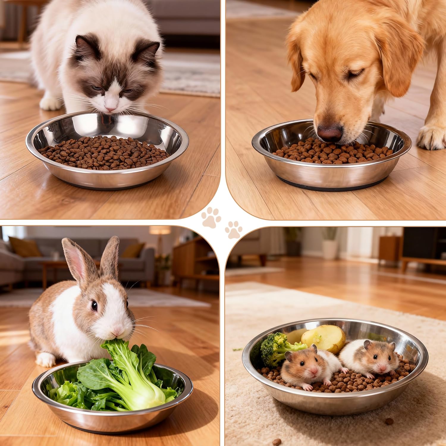 Thumbnail 6 de TranRantic 2 Pcs Stainless Steel Cat Bowls – Non-Slip, Whisker-Friendly 18 cm Wide