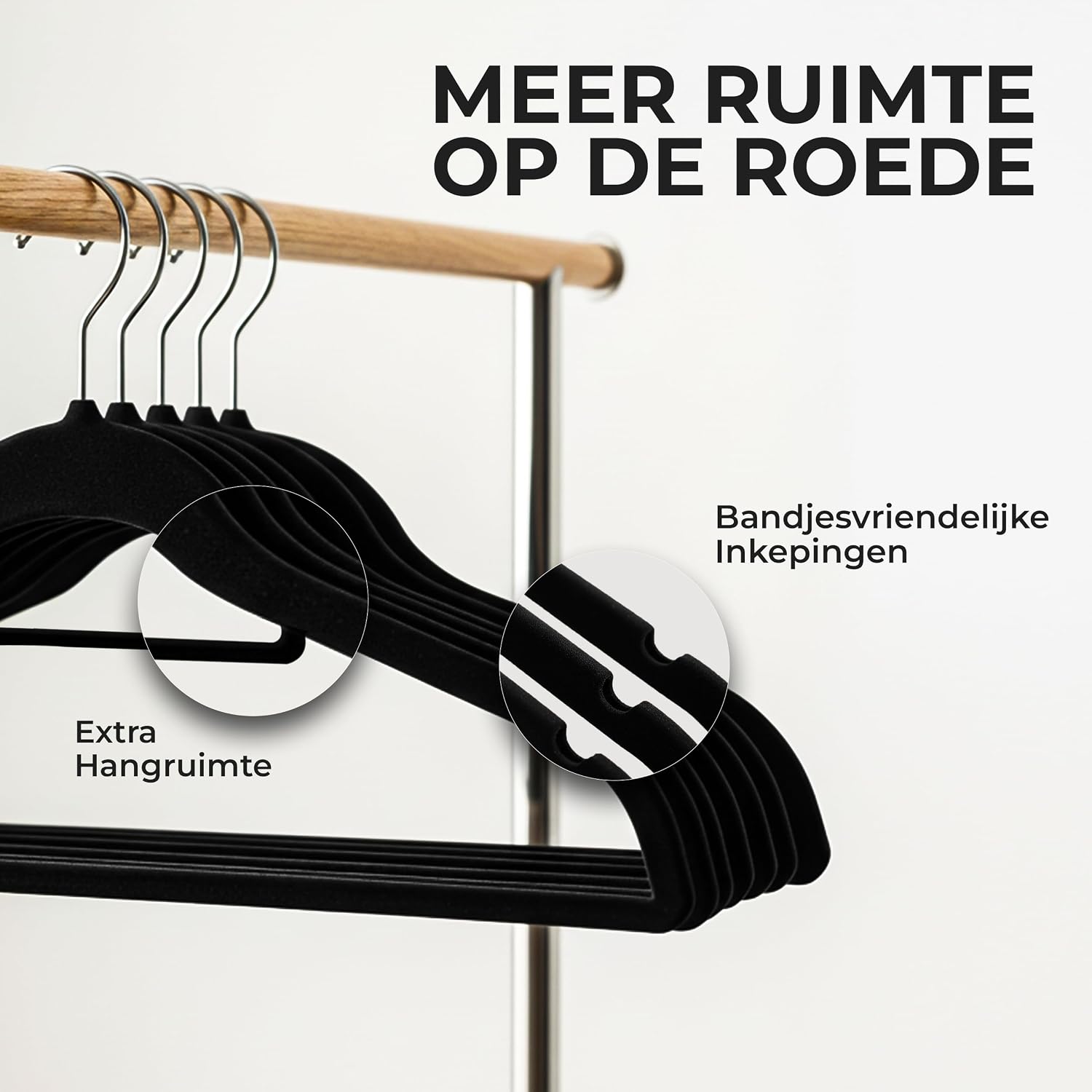 Thumbnail 4 de Utopia Home fluwelen kleerhangers, zwart, set van 50 met antisliplaag
