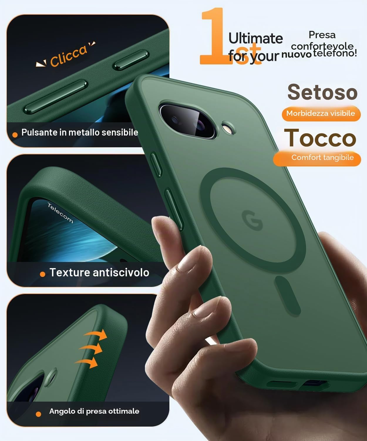 Thumbnail 6 de CANSHN Cover Magnetica per Google Pixel 9a (6.3”) – protezione completo obiettivo, verde profond