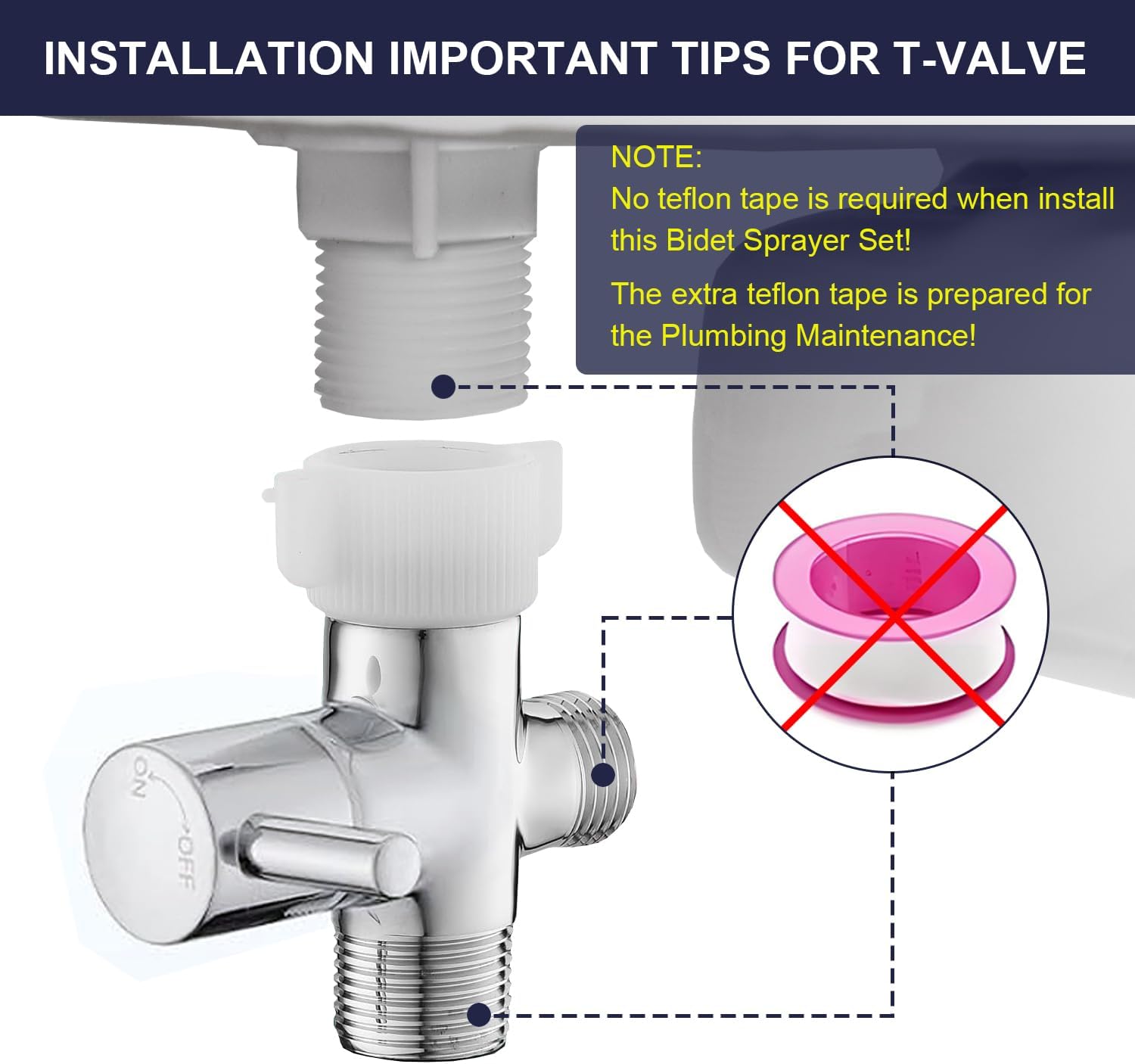 Thumbnail 5 de Pugrwei Handheld Bidet Sprayer, 304 Stainless Steel, Adjustable Flow, 7/8-Inch Brass T-Valve