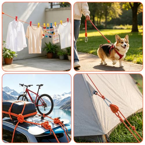 Thumbnail 5 de LEIMEND Abspannseile mit Seilspanner Set 6Stk Zeltschnur 6Stk Zeltheringe – robustes Camping- und Outdoor-System