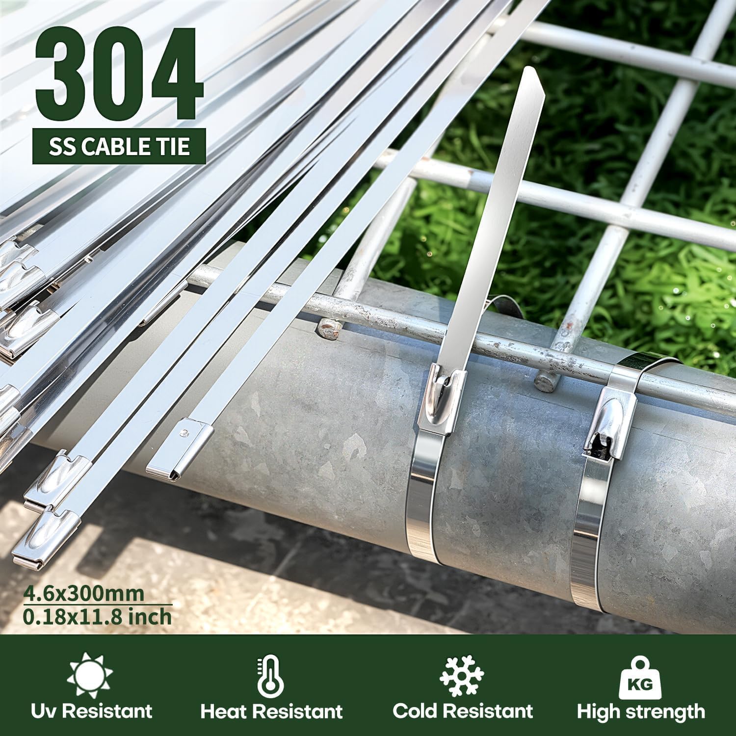 Detalle 2 de SHOWY SKY 304 Stainless Steel Metal Cable Ties 100