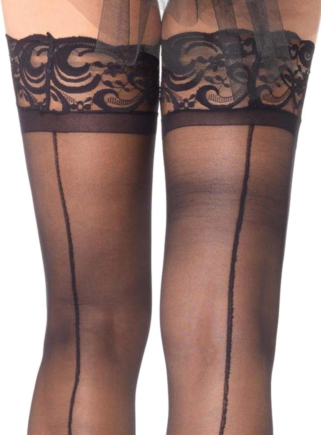 Detalle 2 de Leg Avenue 1042 stay-up-strumpor med söm bak, skir look, svarta