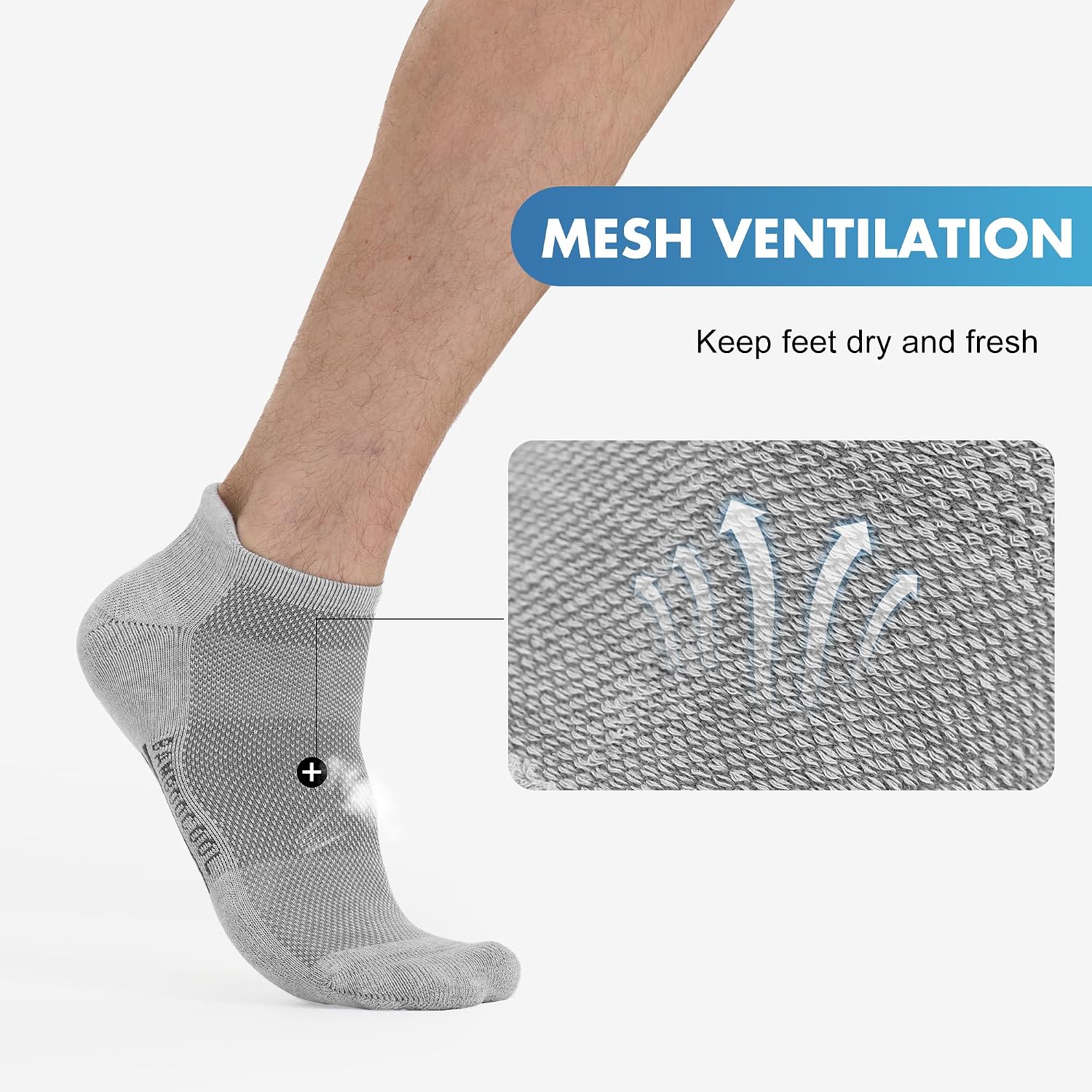 Detalle de BAMBOO COOL Men's Athletic Ankle Socks, Cushioned 8-Pack with Arch Support