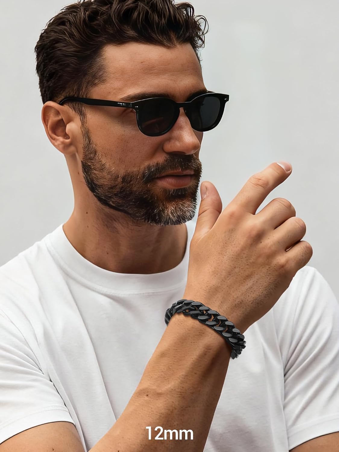 Thumbnail 1 de PROSTEEL Neutro Braccialetto Catena Cubana Uomo – 12 mm, acciaio 316L placcato oro/nero