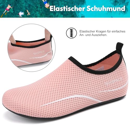 Detalle de Sixspace Damen Badeschuhe Pink 40 EU – Wasserschuhe für Strand, Pool und Wassersport