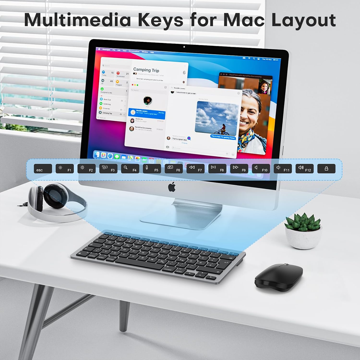 Thumbnail 6 de OMOTON Ultra-Slim Bluetooth Keyboard and Mouse Set for Mac (UK QWERTY, Space Grey/Black)