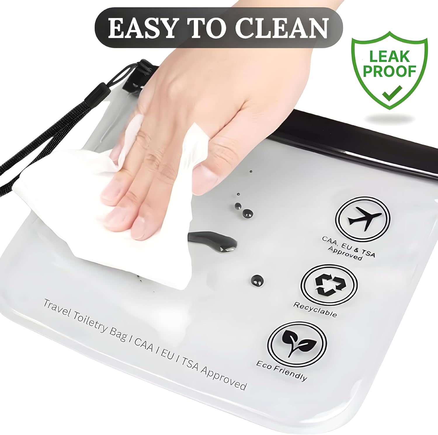 Detalle de Nestixy TSA Approved Clear Toiletry Bags 4 Pack (20x20cm, 1L) – Leakproof PVC Liquid Travel Pouches