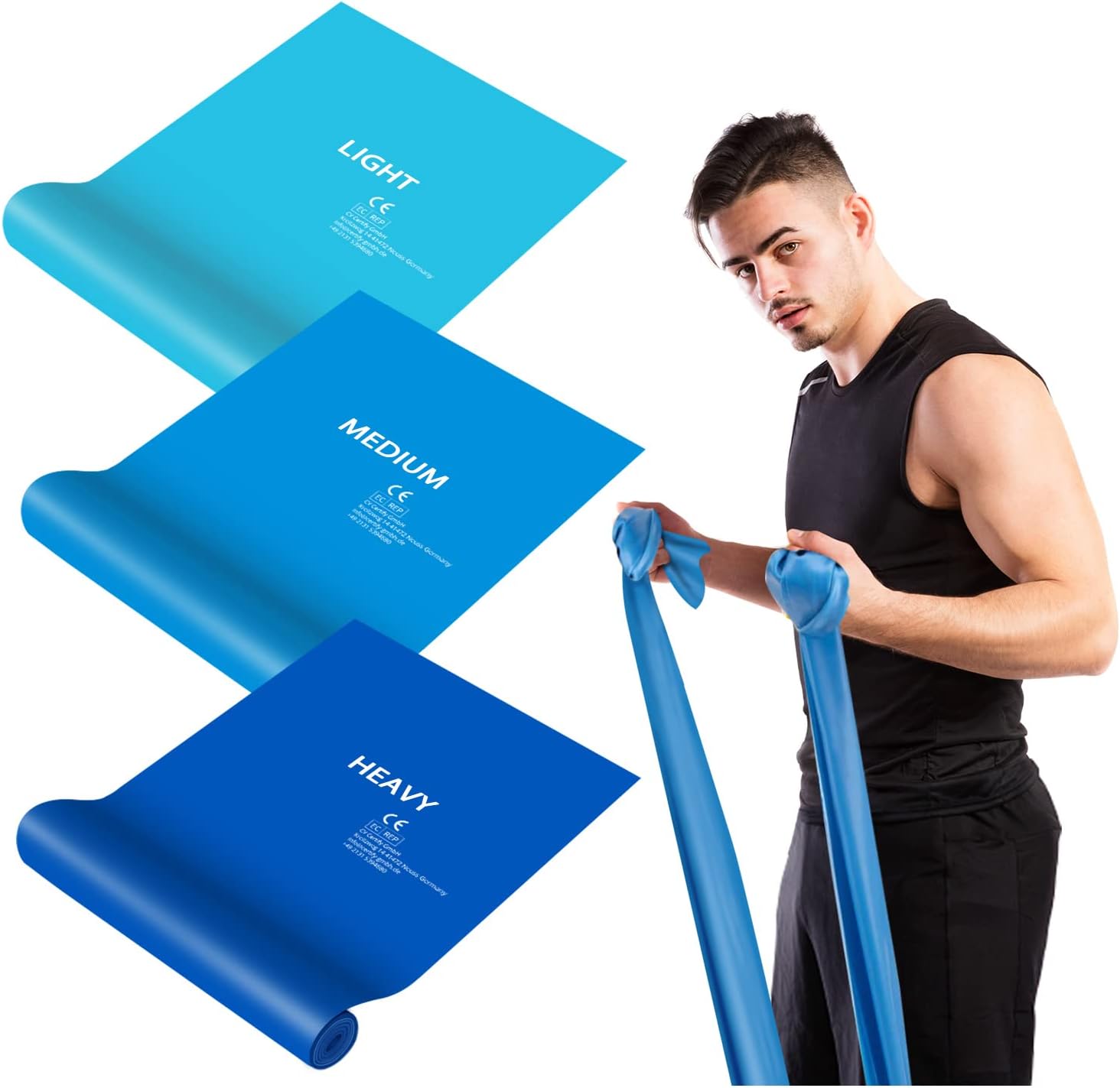 Detalle de Set bande elastiche fitness 3 pezzi 1,8 m