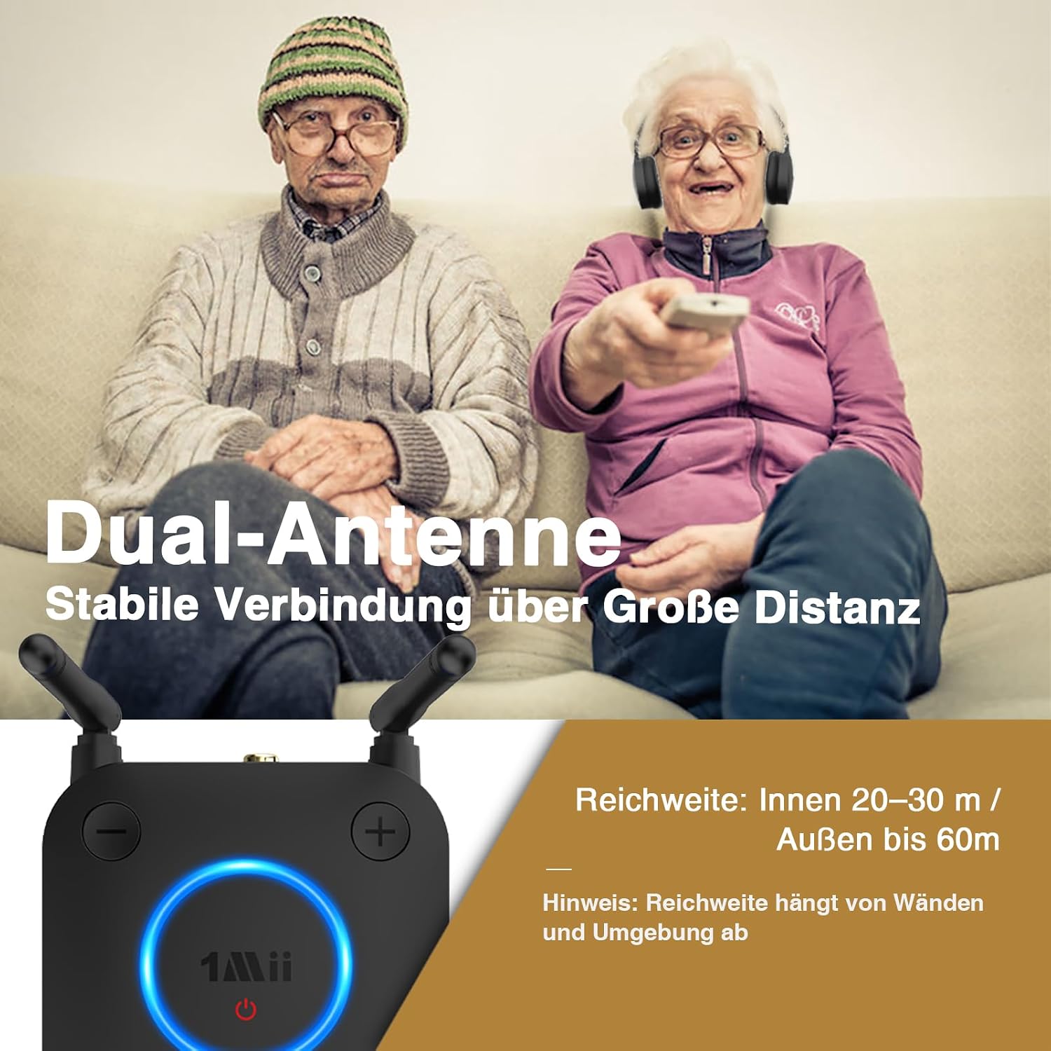 Detalle de 1Mii B06TX Bluetooth 5.3 Transmitter für TV – aptX HD & Low Latency, Dual-Link, Großer Reichweite
