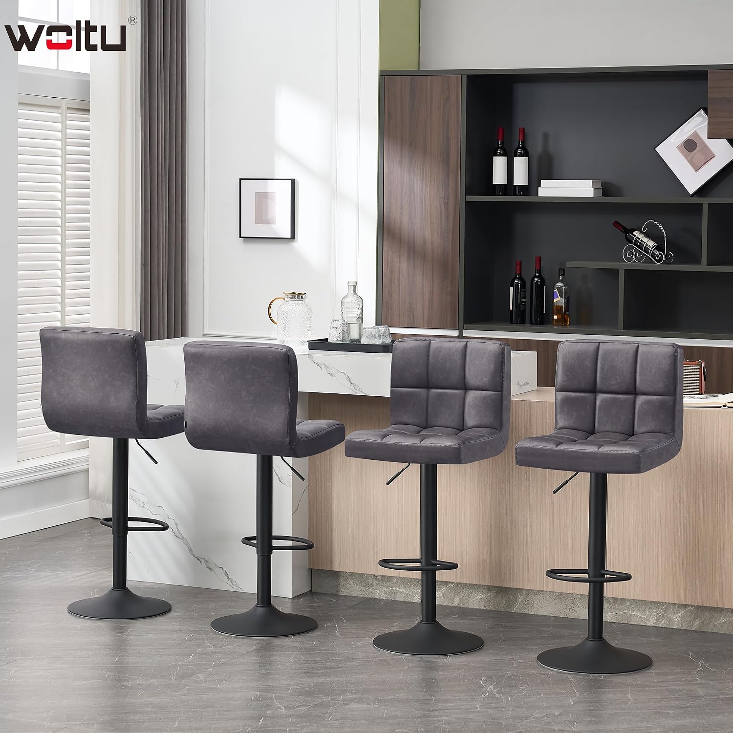 Detalle 2 de WOLTU Barhocker 2er Set Höhenverstellbar 150 kg