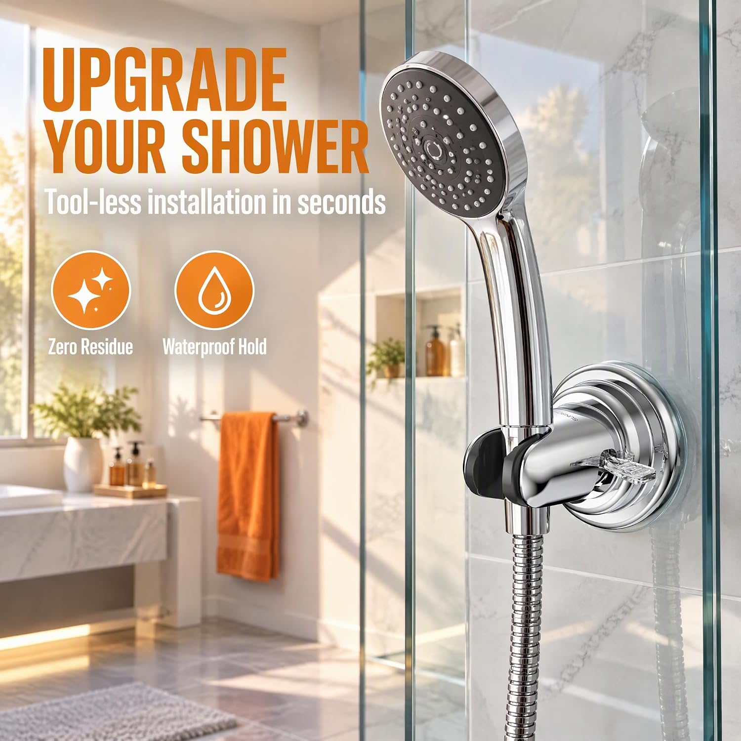 Detalle de Sunschois Chrome Adjustable Suction-Cup Handheld Shower Head Holder