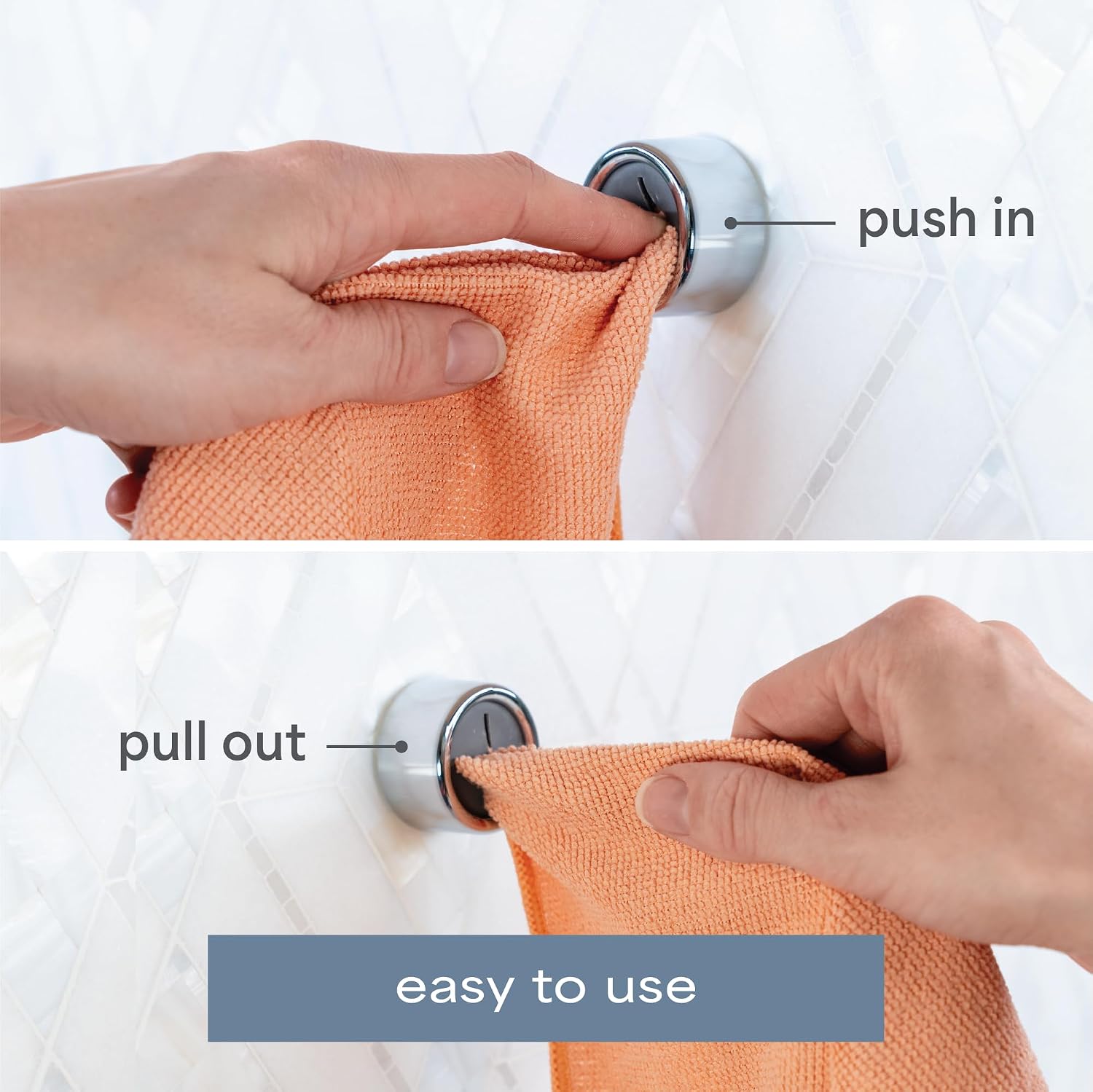 Thumbnail 2 de S&T INC Round Adhesive Push Towel Hooks (Grey) — 4-Pack for Kitchen, Hand, and Dish Towels