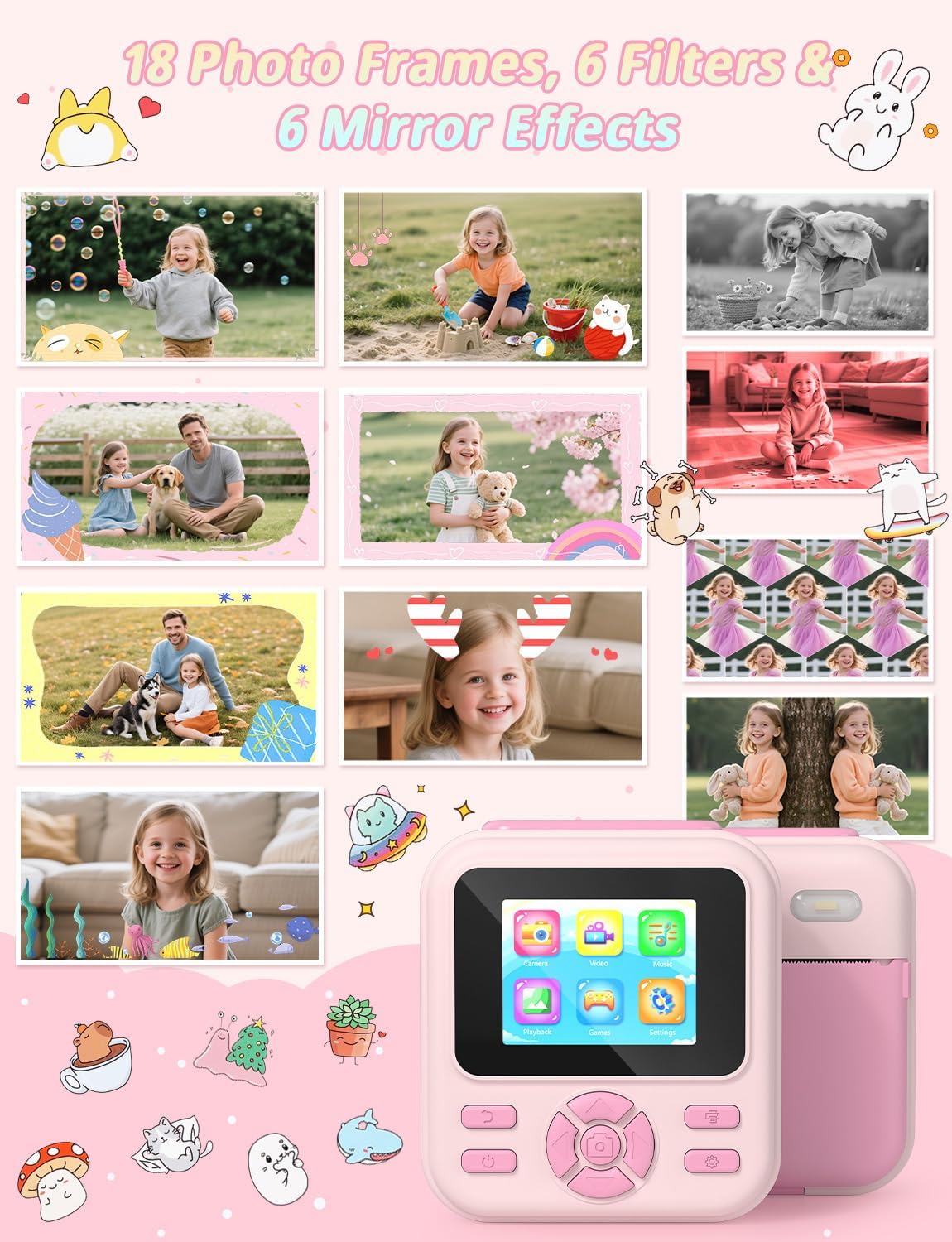 Thumbnail 4 de YOHOOLYO Kids Camera Instant Print: 32GB, 3 Paper Rolls, 2.4" Display, 1080P Video – Pink