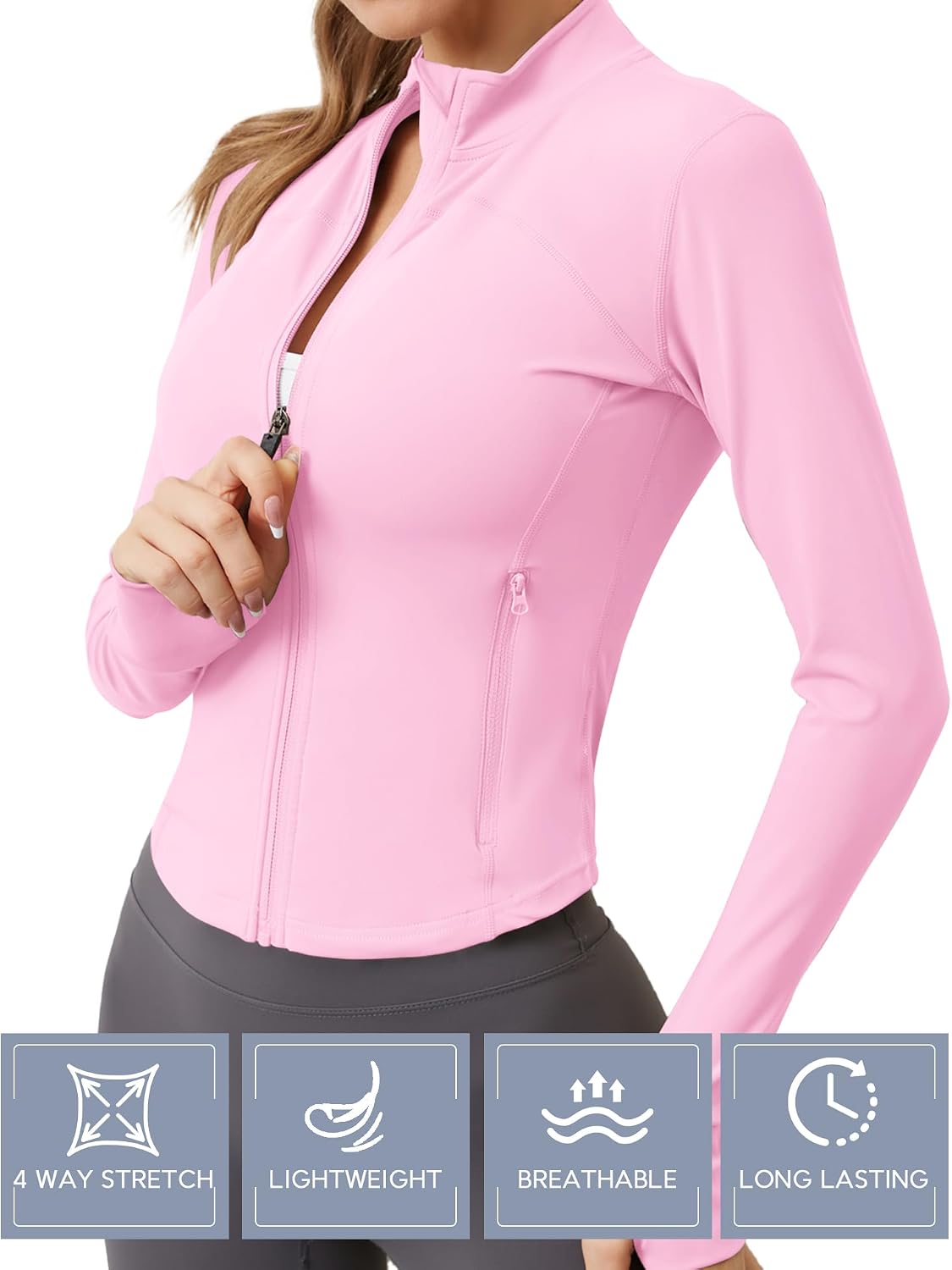 Detalle 2 de Sportjacke Damen Laufjacke mit Daumenloch