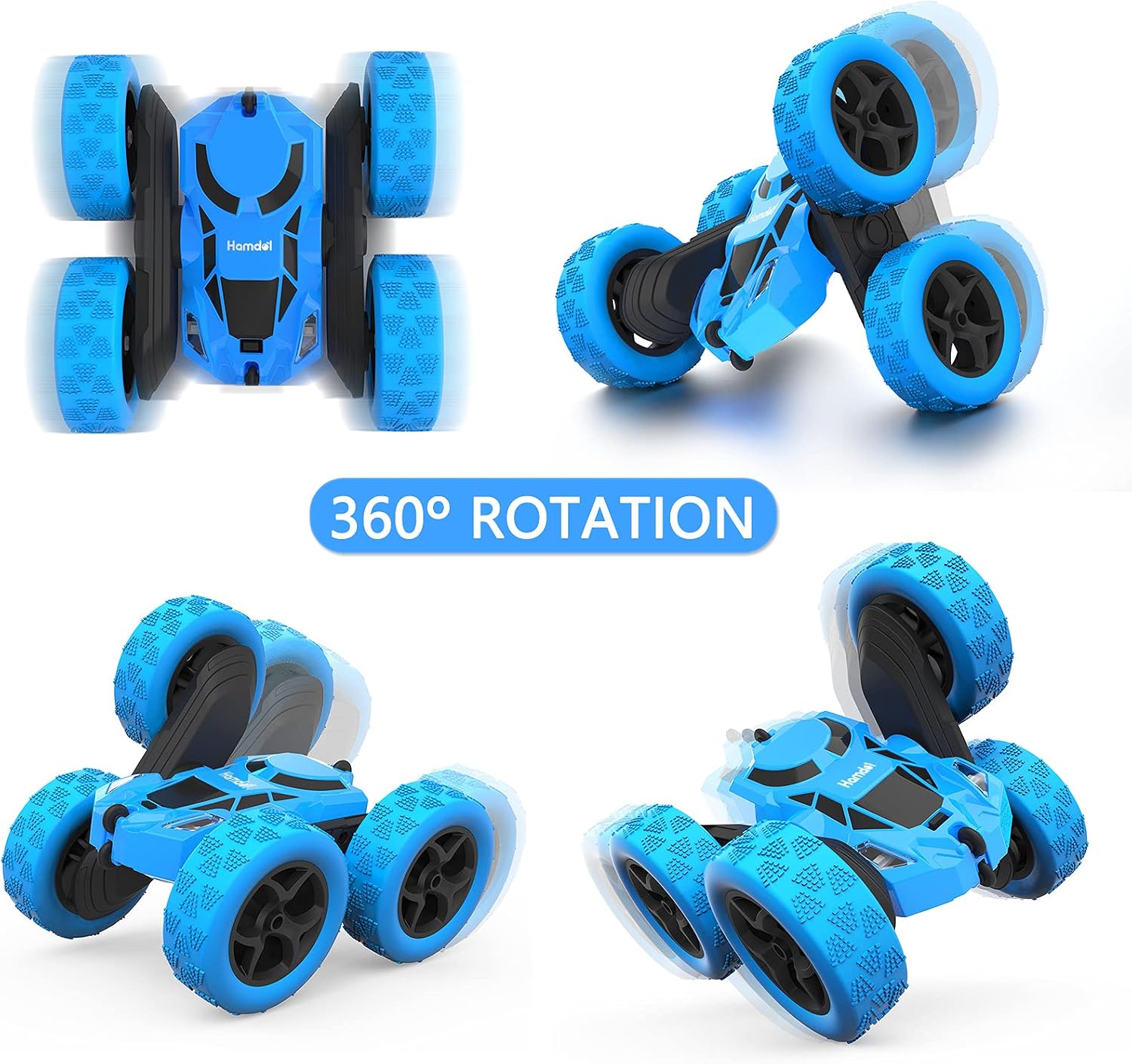 Thumbnail 1 de Hamdol Blue Thunder Edition: 360° Rotating 4WD RC Stunt Car for Kids