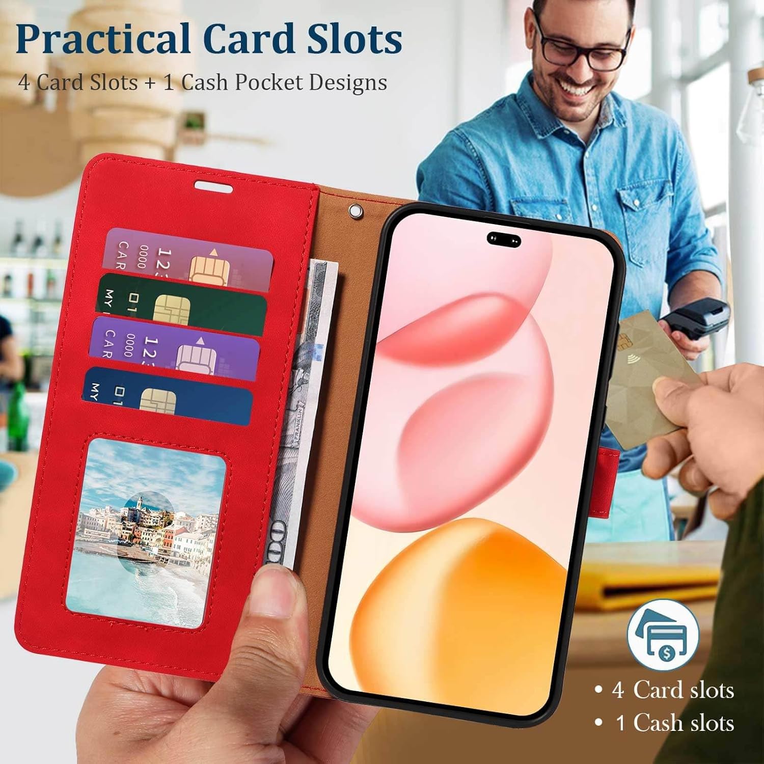 Thumbnail 1 de GOTOURED for Honor 400 Pro Case Wallet with RFID Blocking in Red
