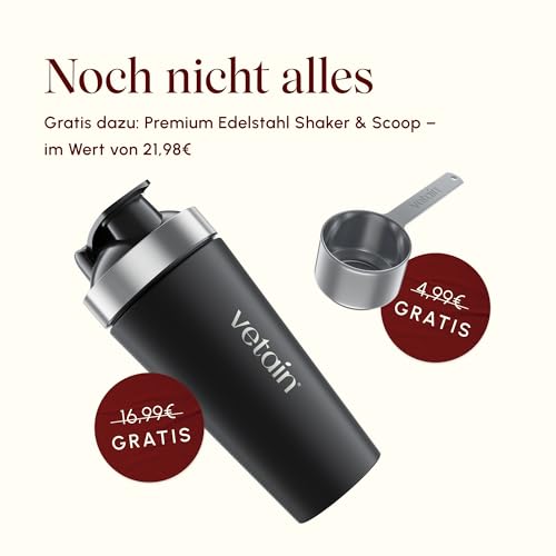 Thumbnail 7 de VETAIN Vegan Protein Set – 3x Proteinpulver in Vanille, Kakao und Iced Coffee (21 g Protein) inkl. Edelstahl-Shaker