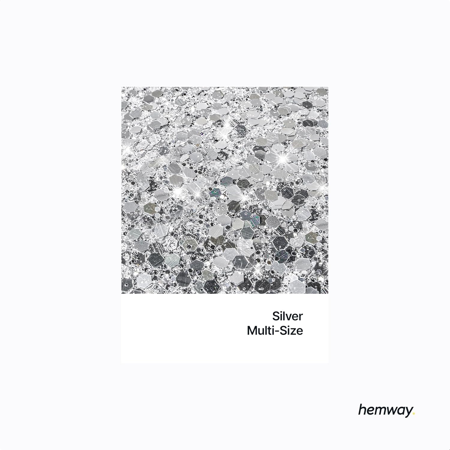 Thumbnail 1 de Hemway Silver Glitter Shaker (120g) – Multi-size metallic flake glitter for resin, epoxy & crafts