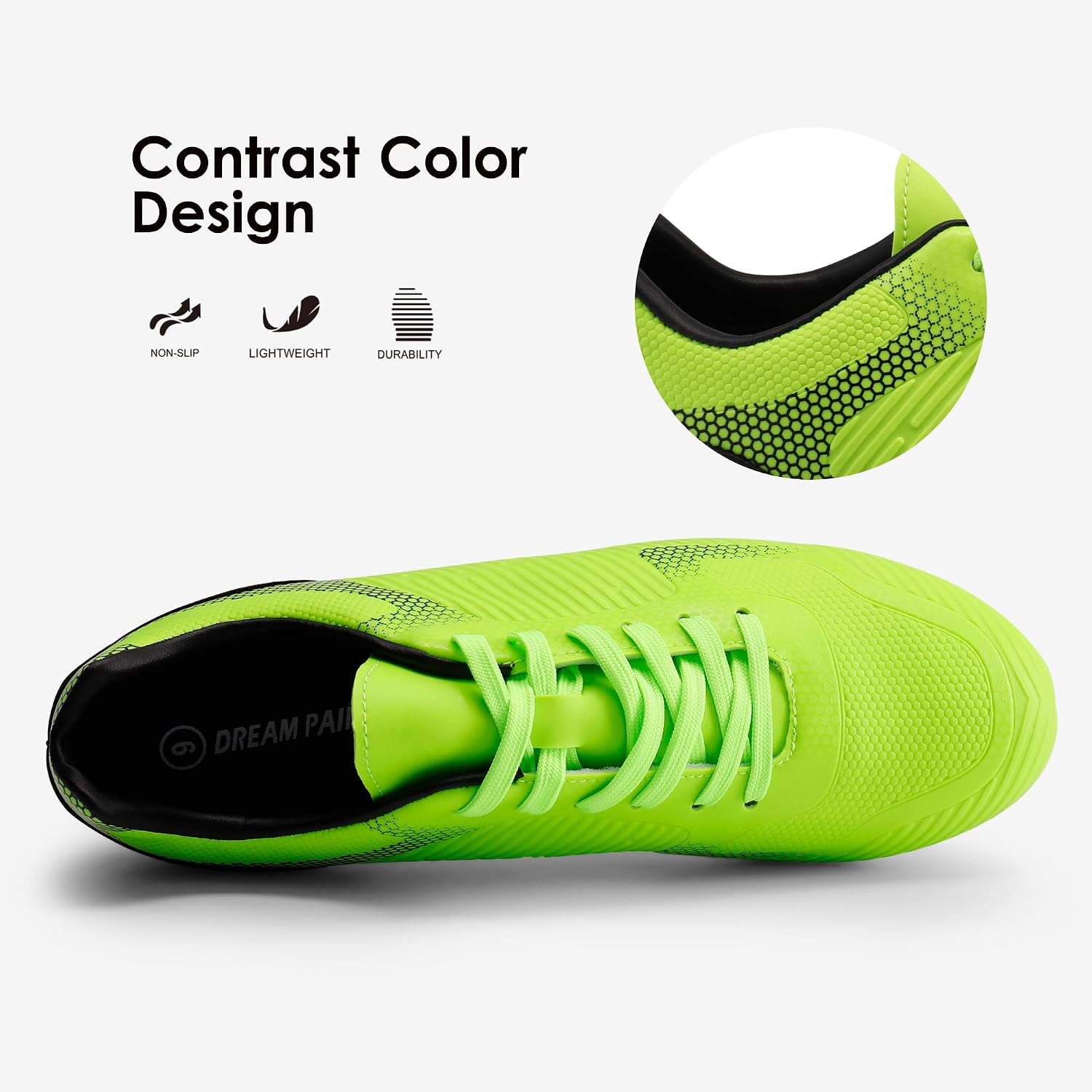 Detalle 2 de DREAM PAIRS Men’s Firm Ground Soccer Cleats with Lace-Up Fit